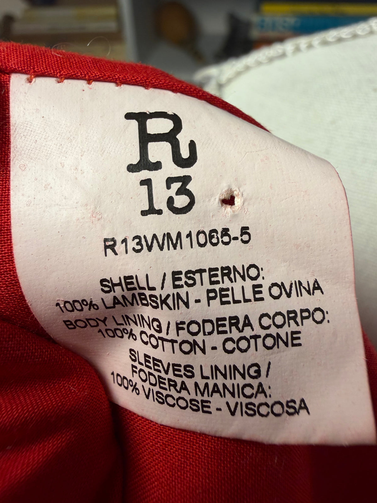 R13 Leather Moto Jacket L