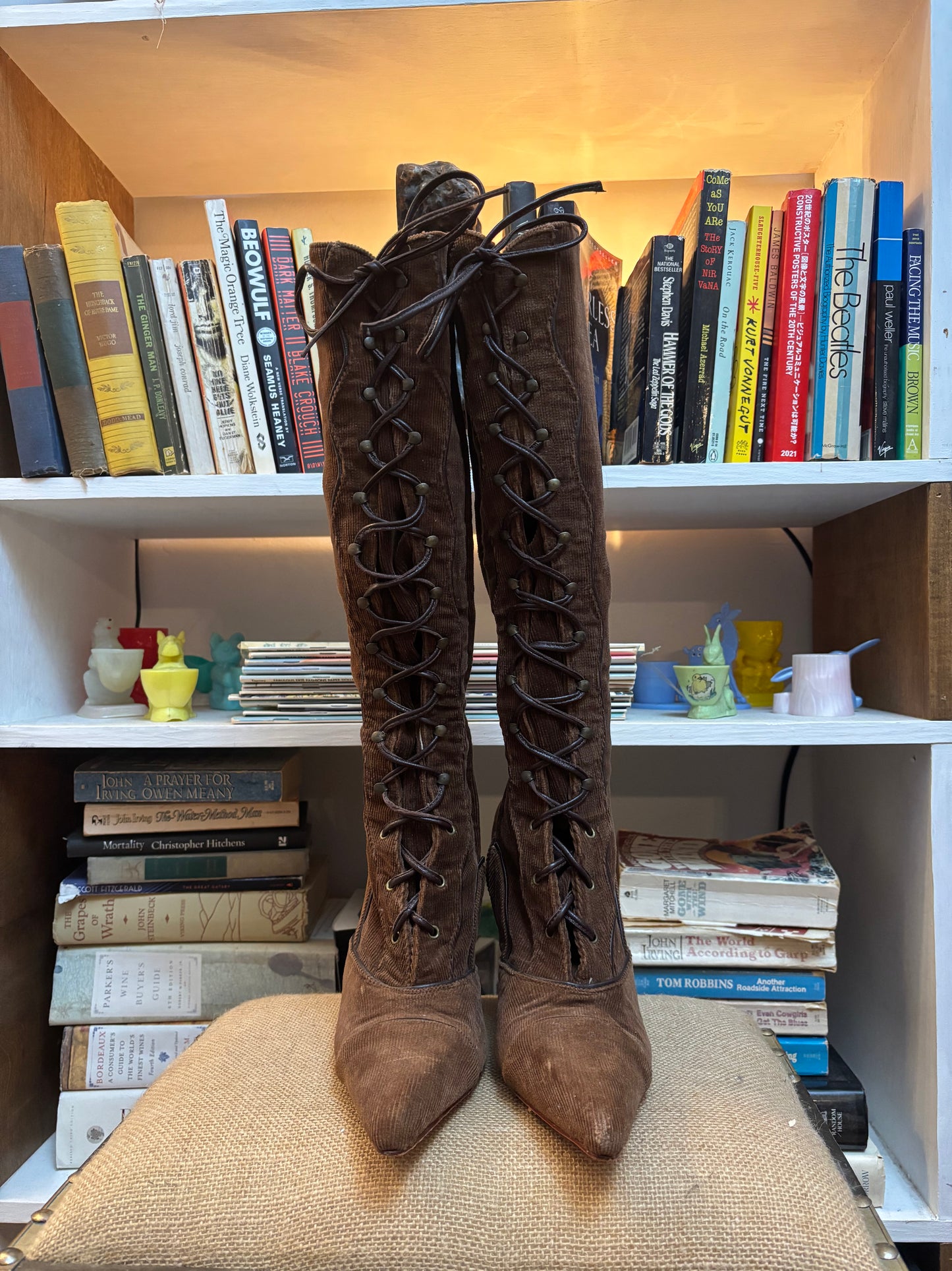 Sky Corduroy Lace Up Wedge Boots 9