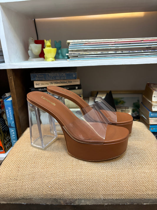 Larroude Dolly Lucite Vinyl Platform Mules 6