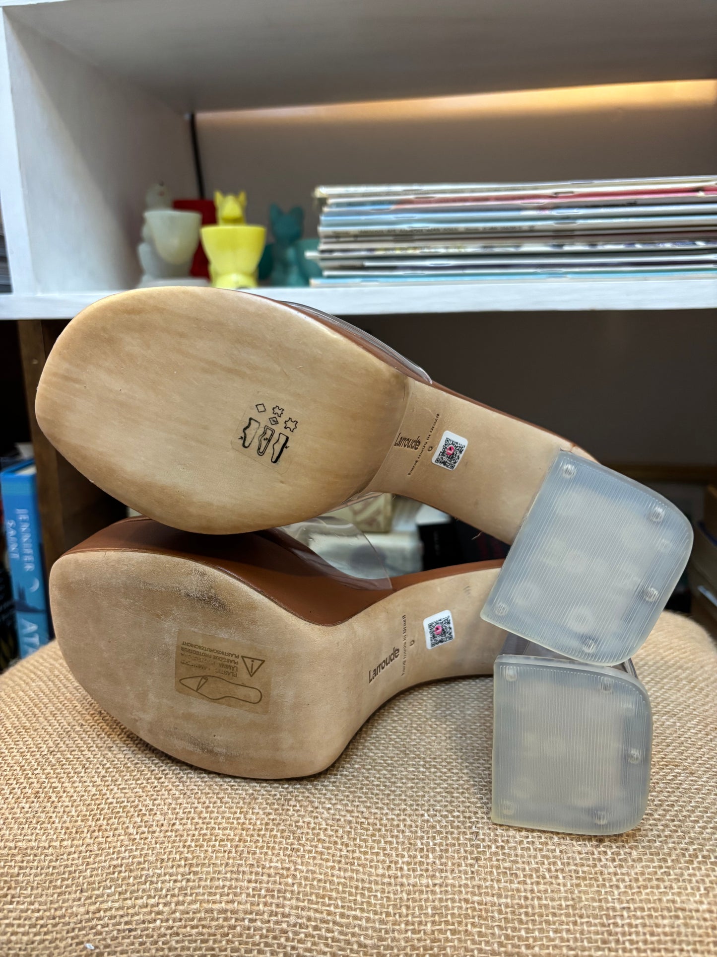 Larroude Dolly Lucite Vinyl Platform Mules 6