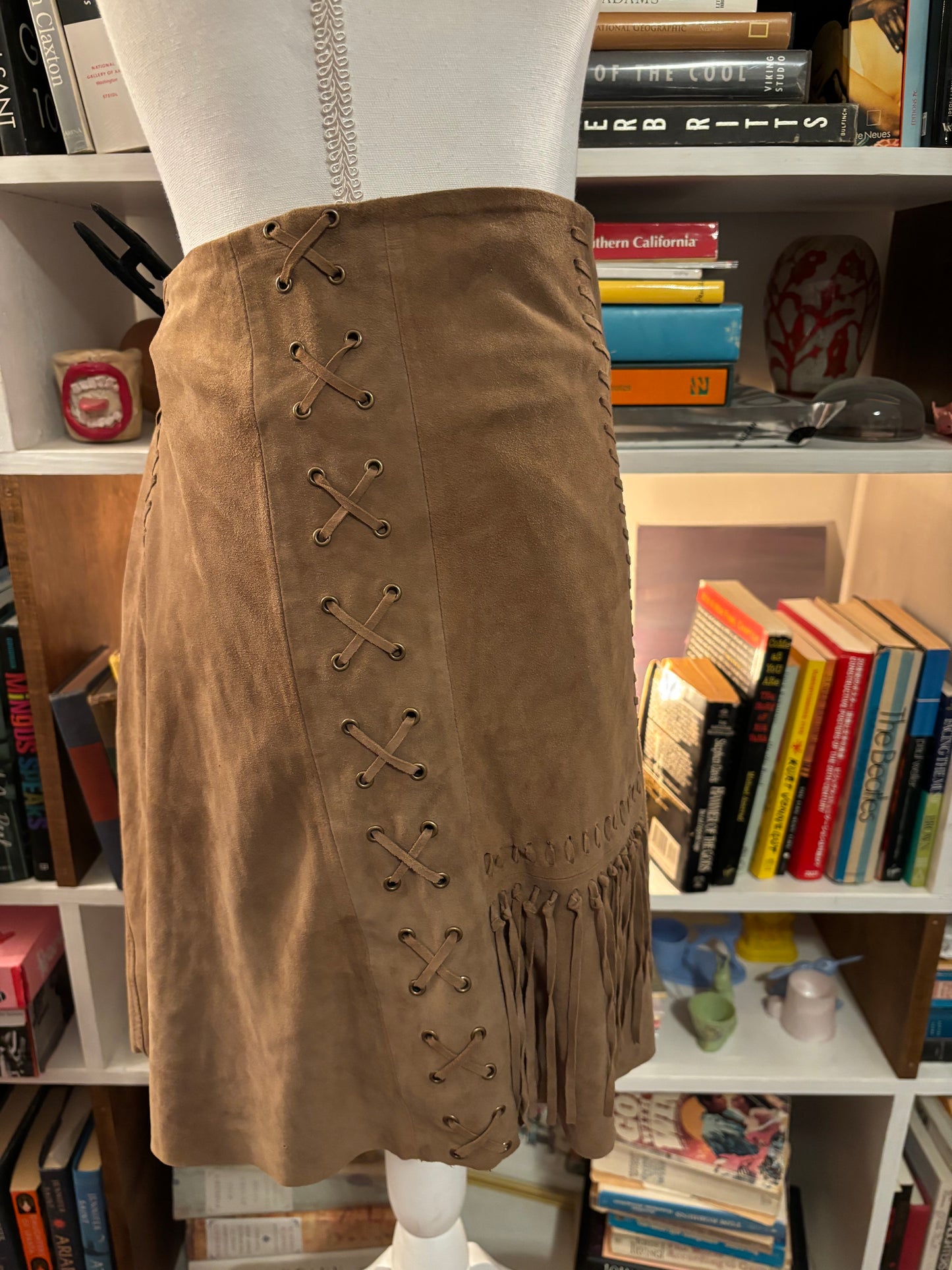 Calypso Suede Fringe Skirt