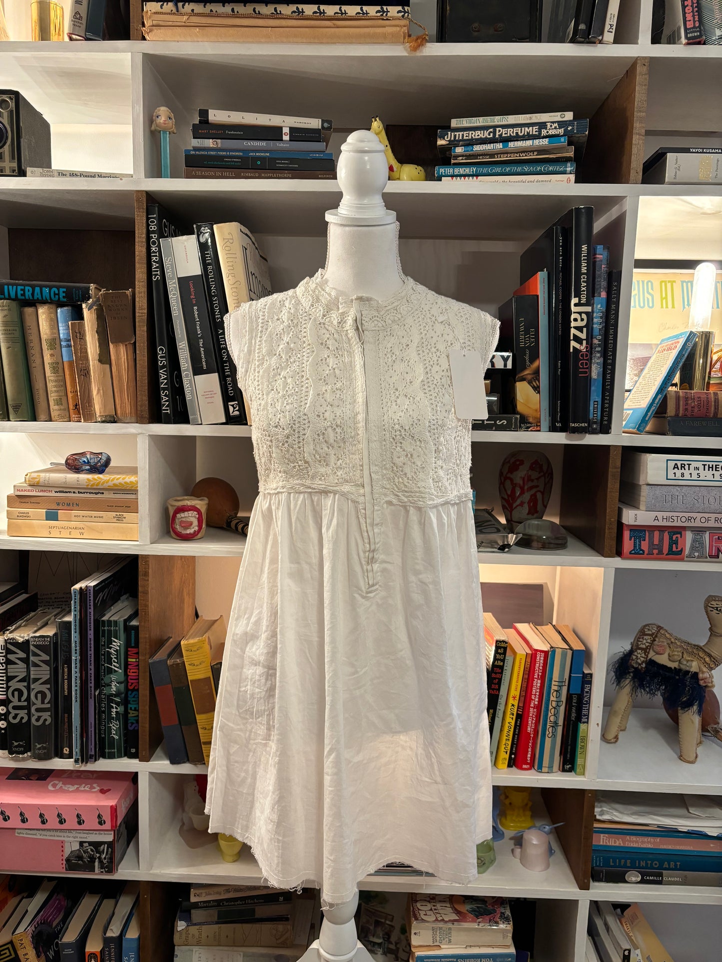 Cotton and lace minidress