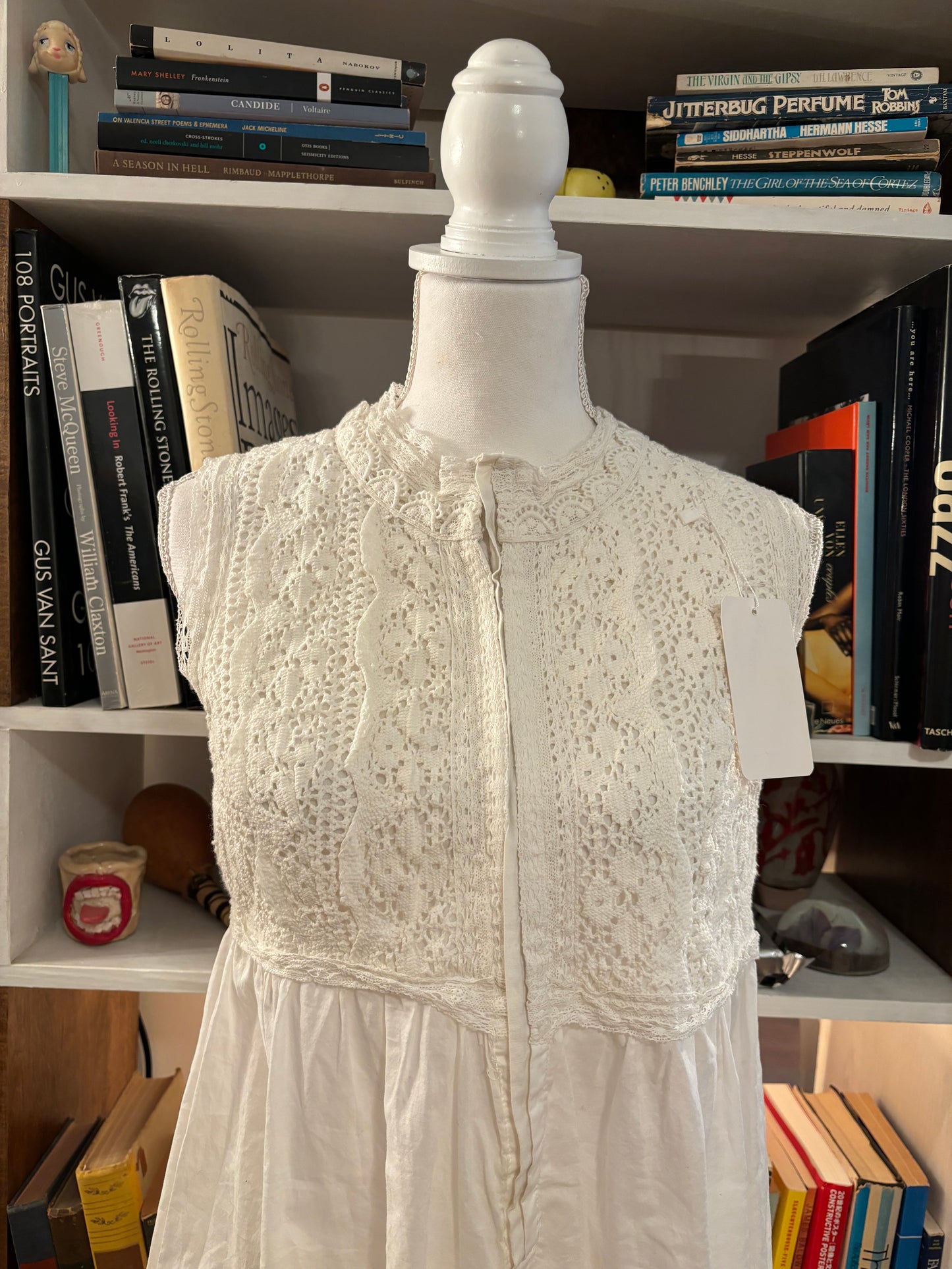 Cotton and lace minidress