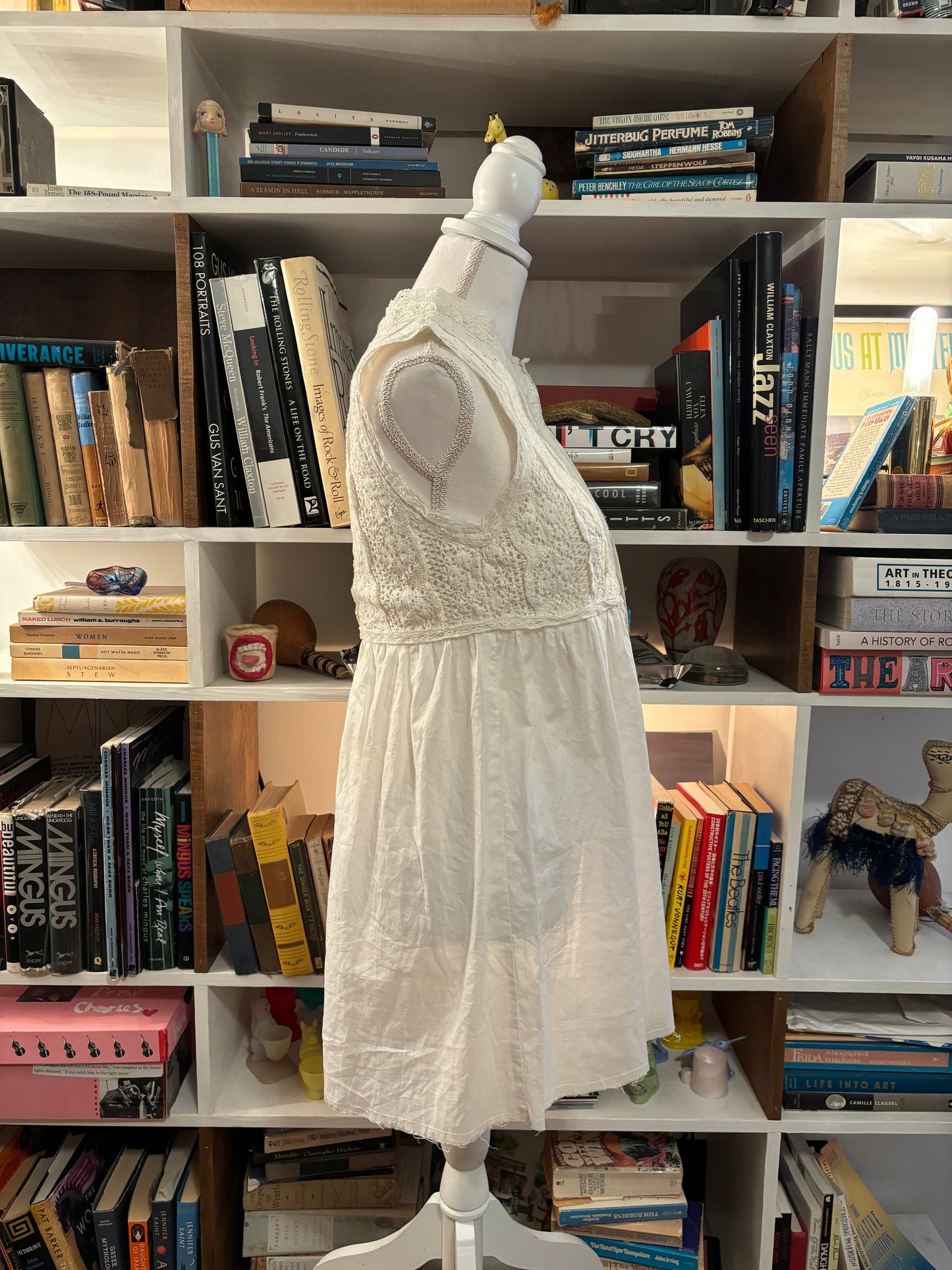 Cotton and lace minidress