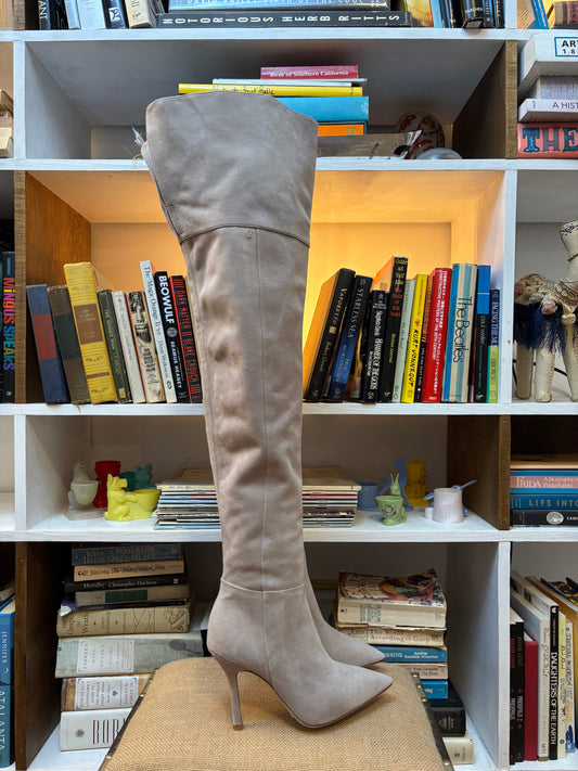 Larroude Grey Suede Over The Knee Boots 6