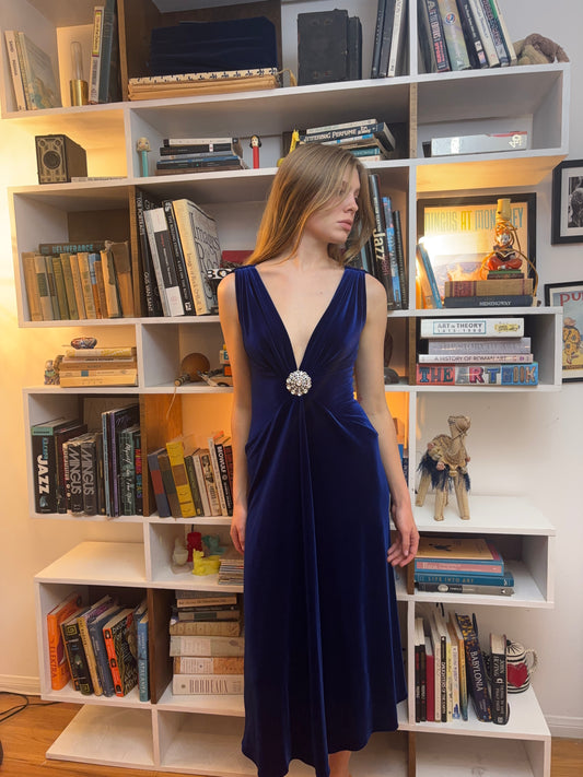 Marc Bouwer Blue Velvet Dress