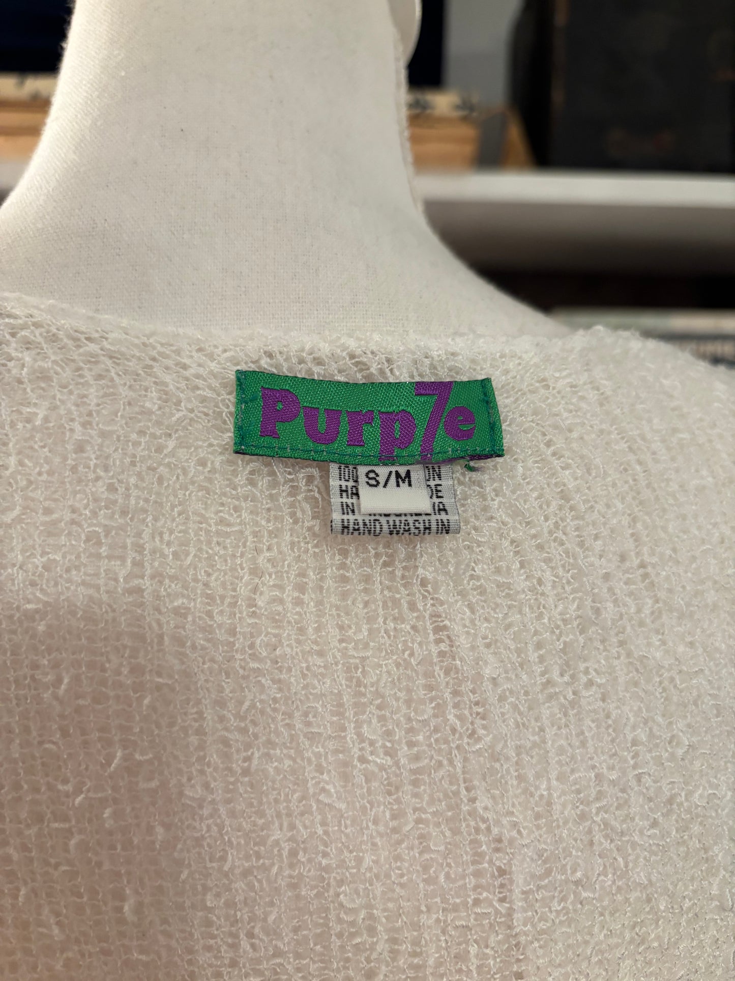 Purp7e Knit Hooded Shawl