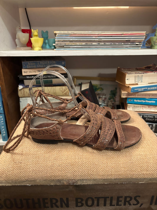 All Saints Leather Gladiator Sandals 38