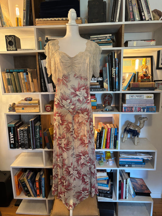 1940's Vintage Lace Floral Dress
