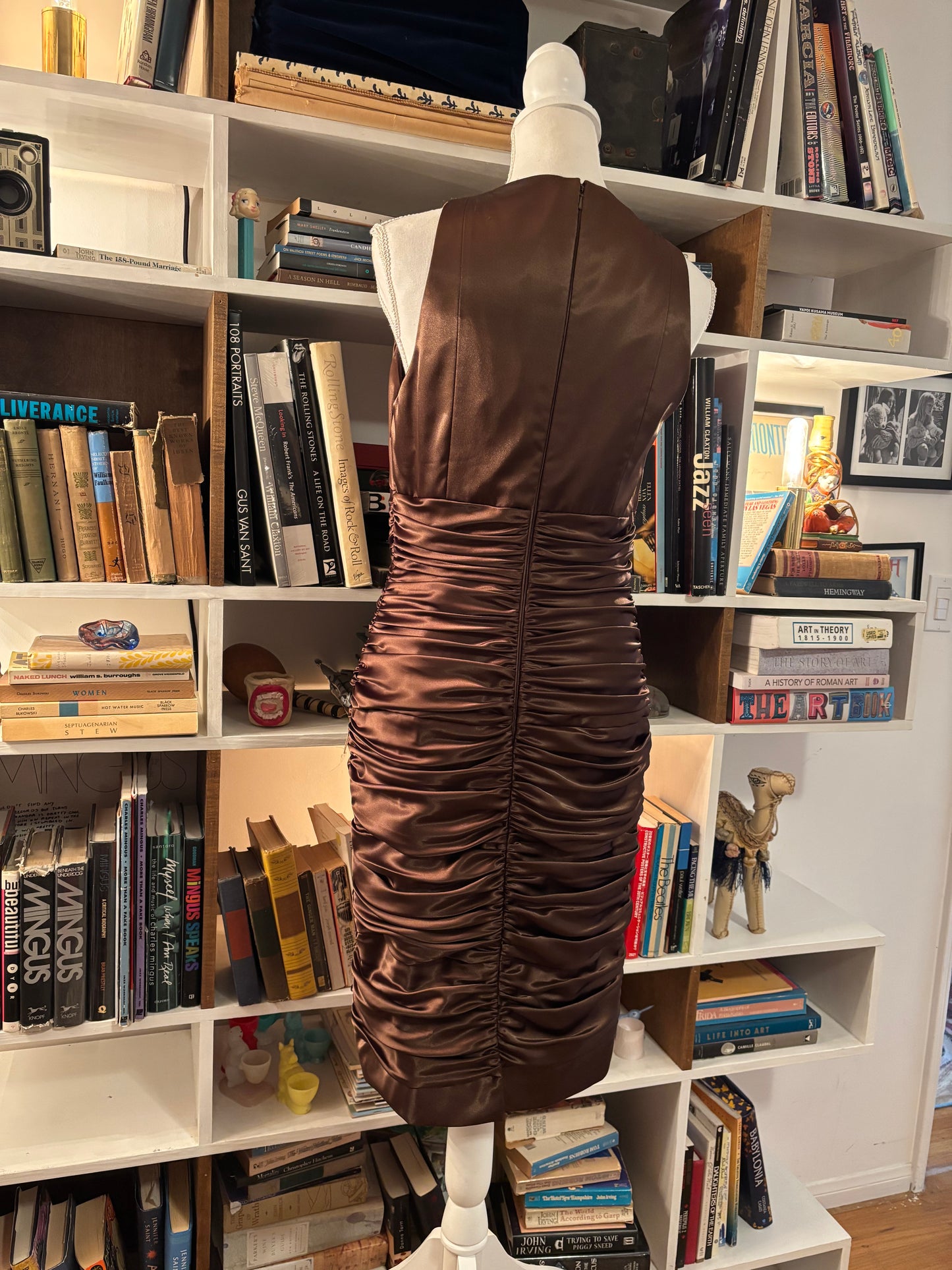 Carmen Marc Valvo Brown Silk Dress