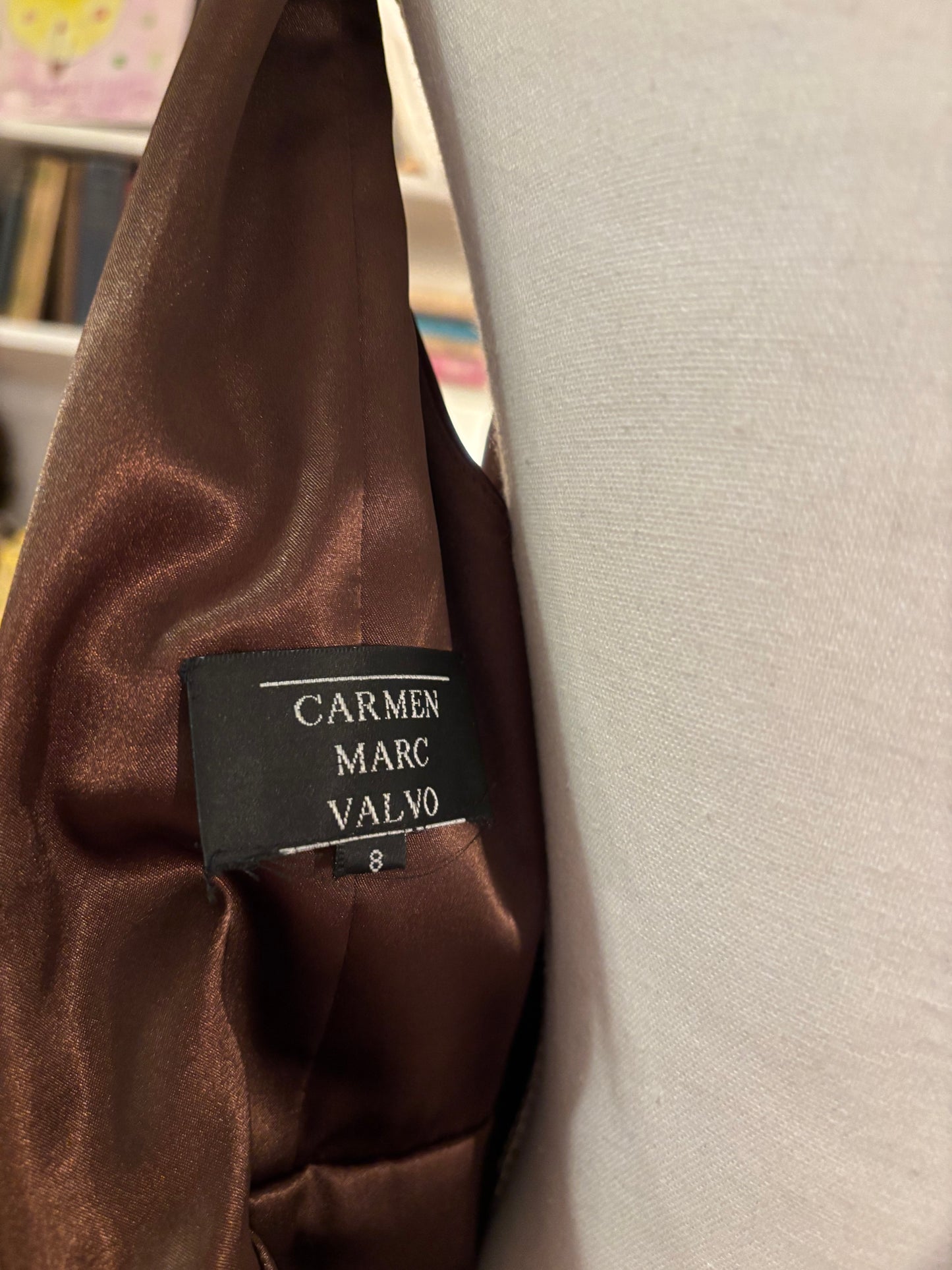 Carmen Marc Valvo Brown Silk Dress