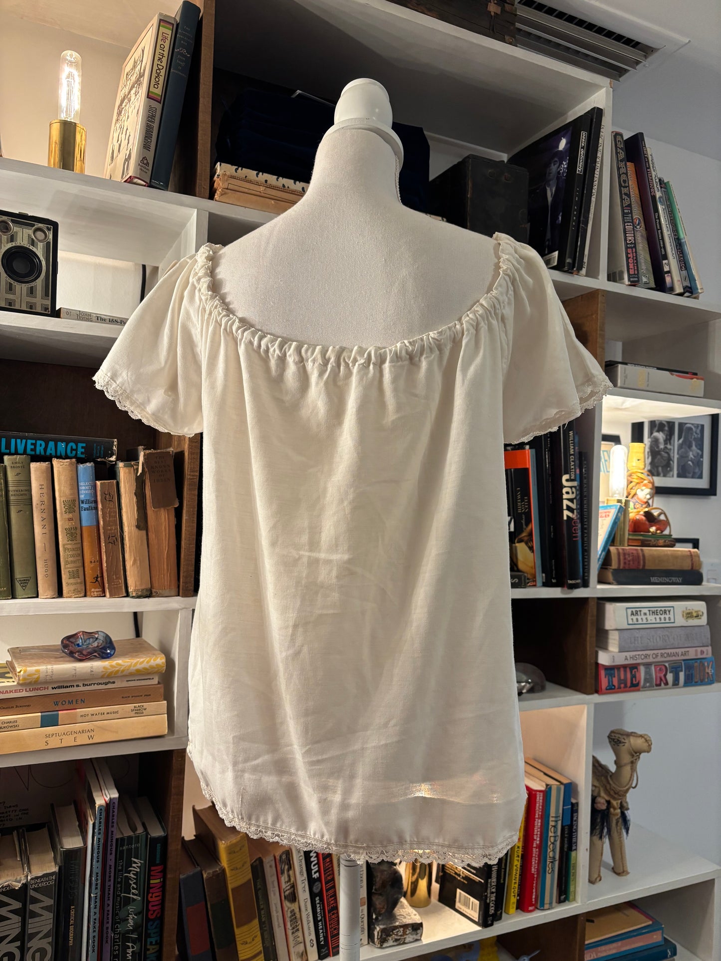 Lace Trimmed Vintage Peasant Blouse