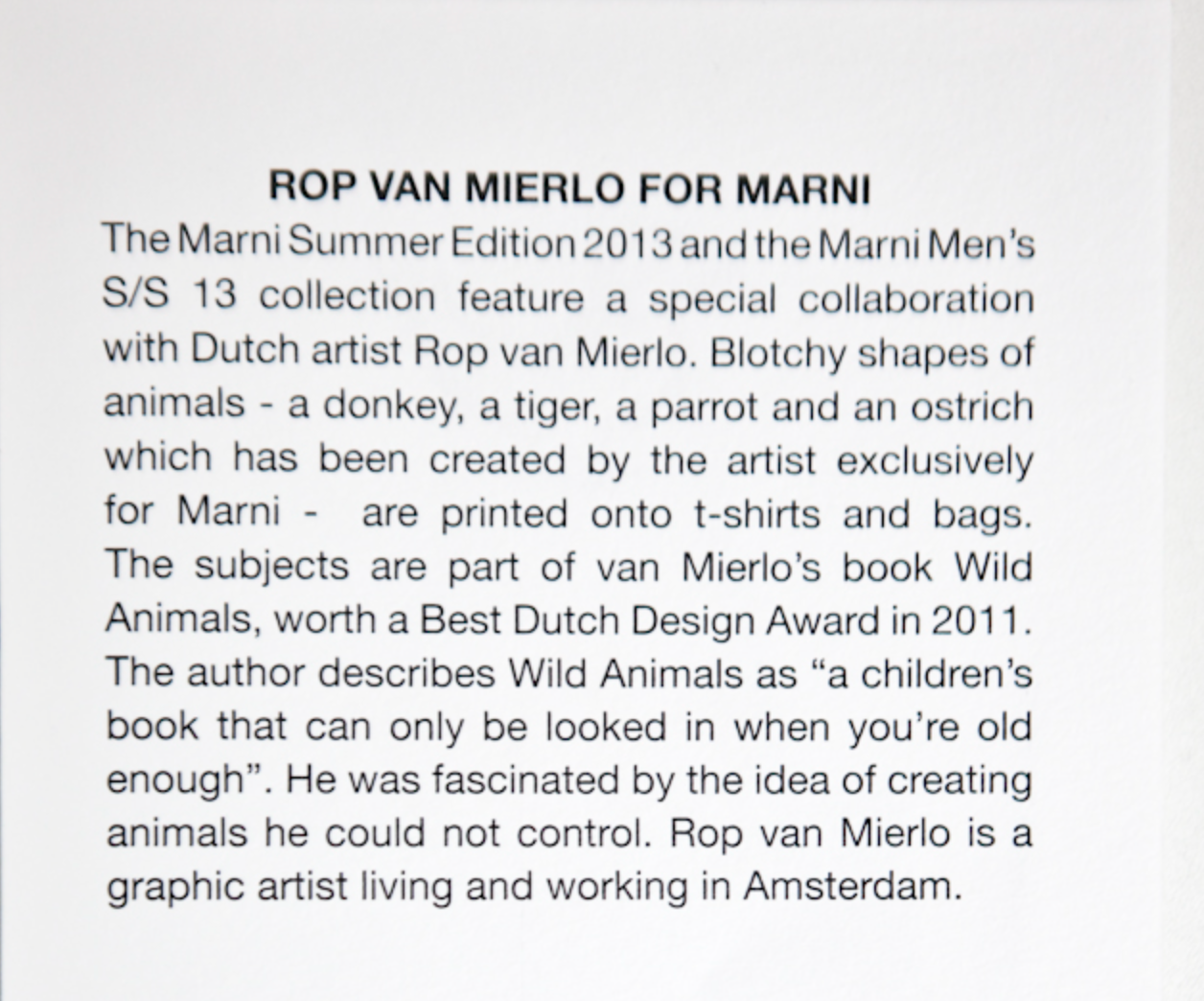 Marni Rop Van Mierlo Parrot tank