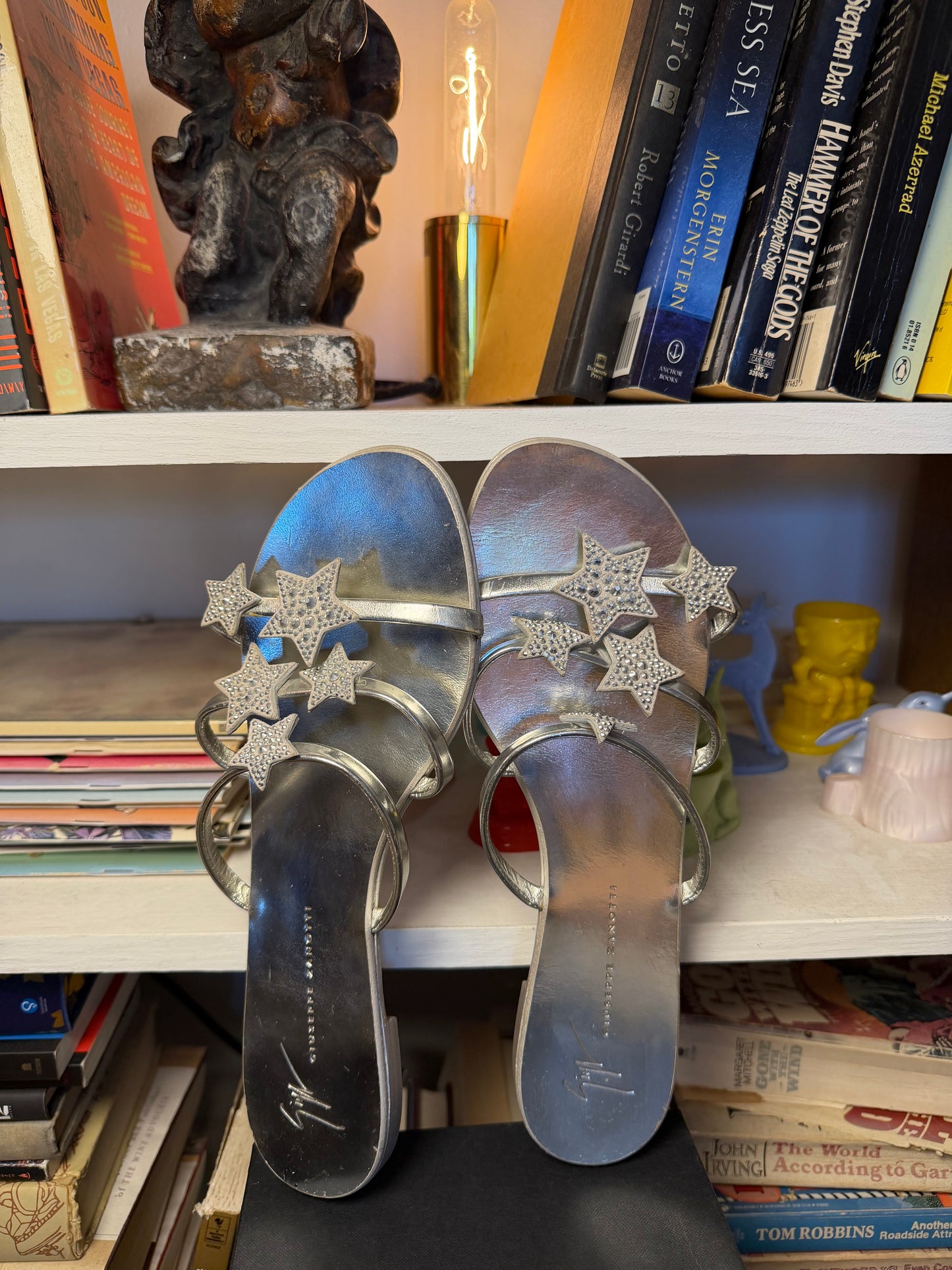 Giuseppe Zanotti Crystal Star Flat Sandals — Size 40