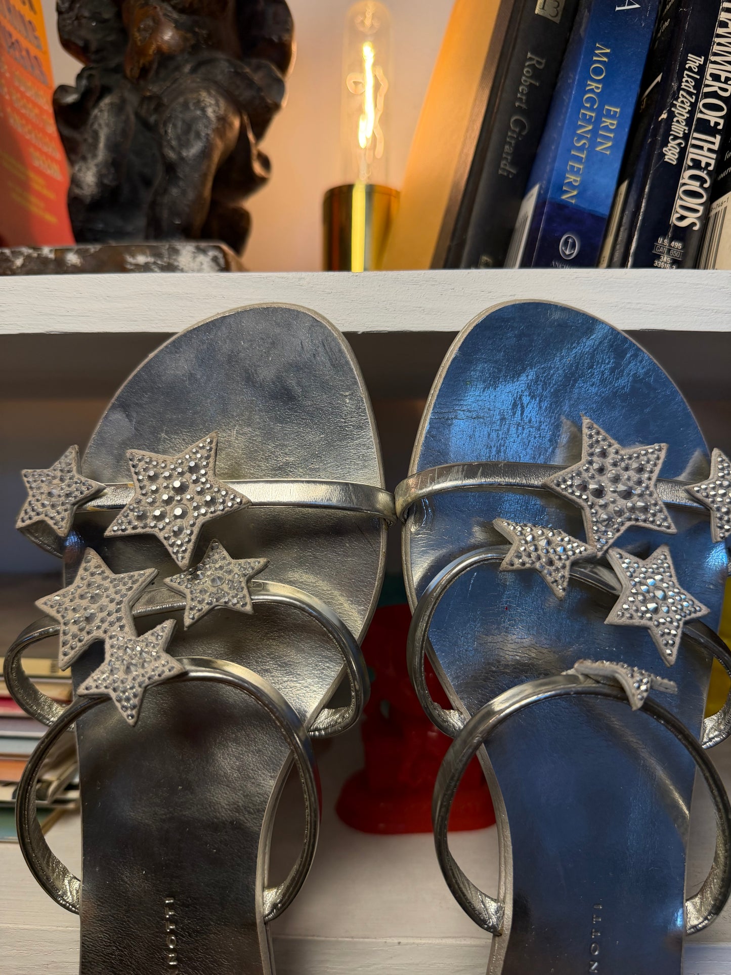 Giuseppe Zanotti Crystal Star Flat Sandals — Size 40