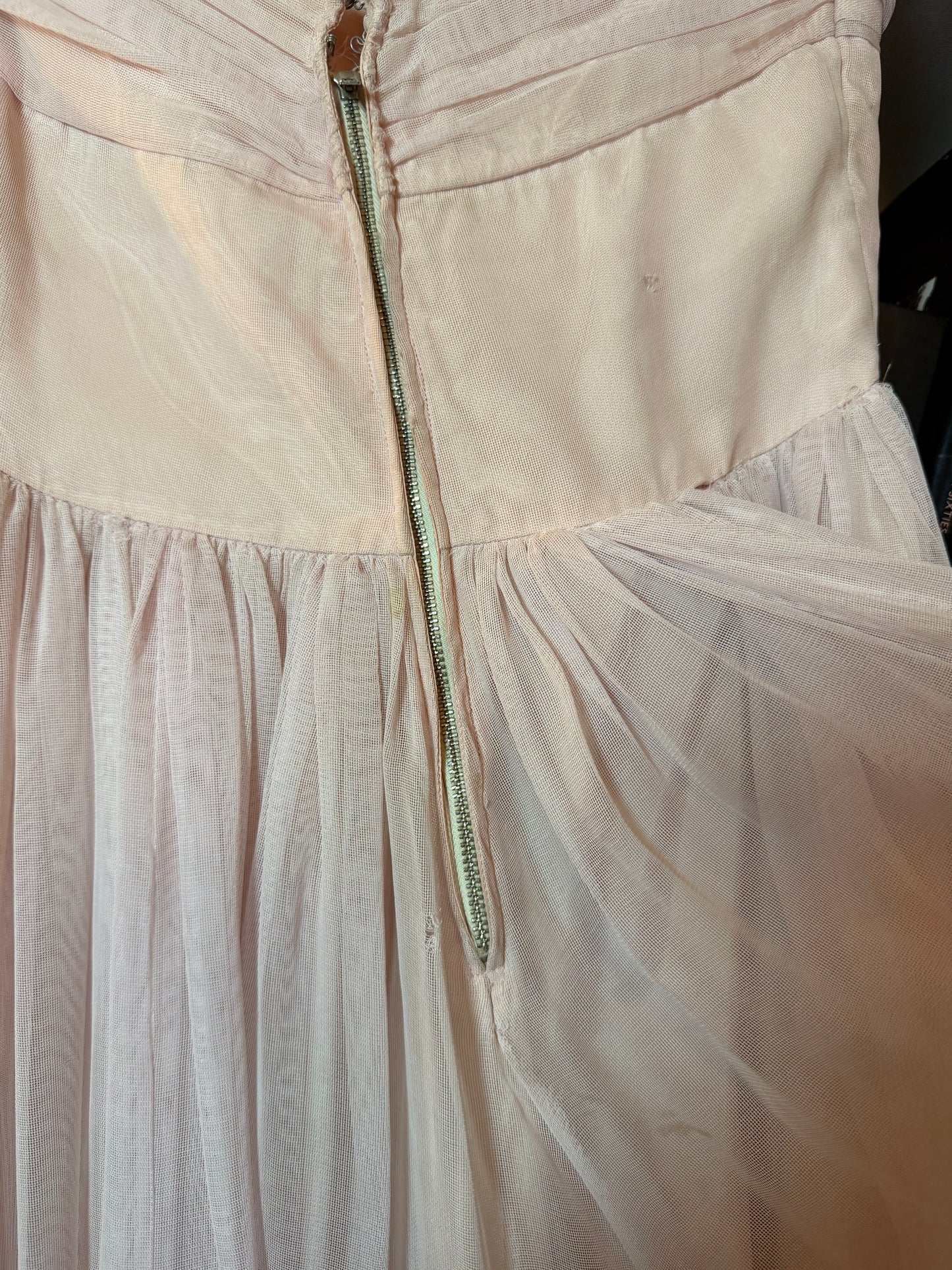 1950s hand painted lily of the valley ball gown