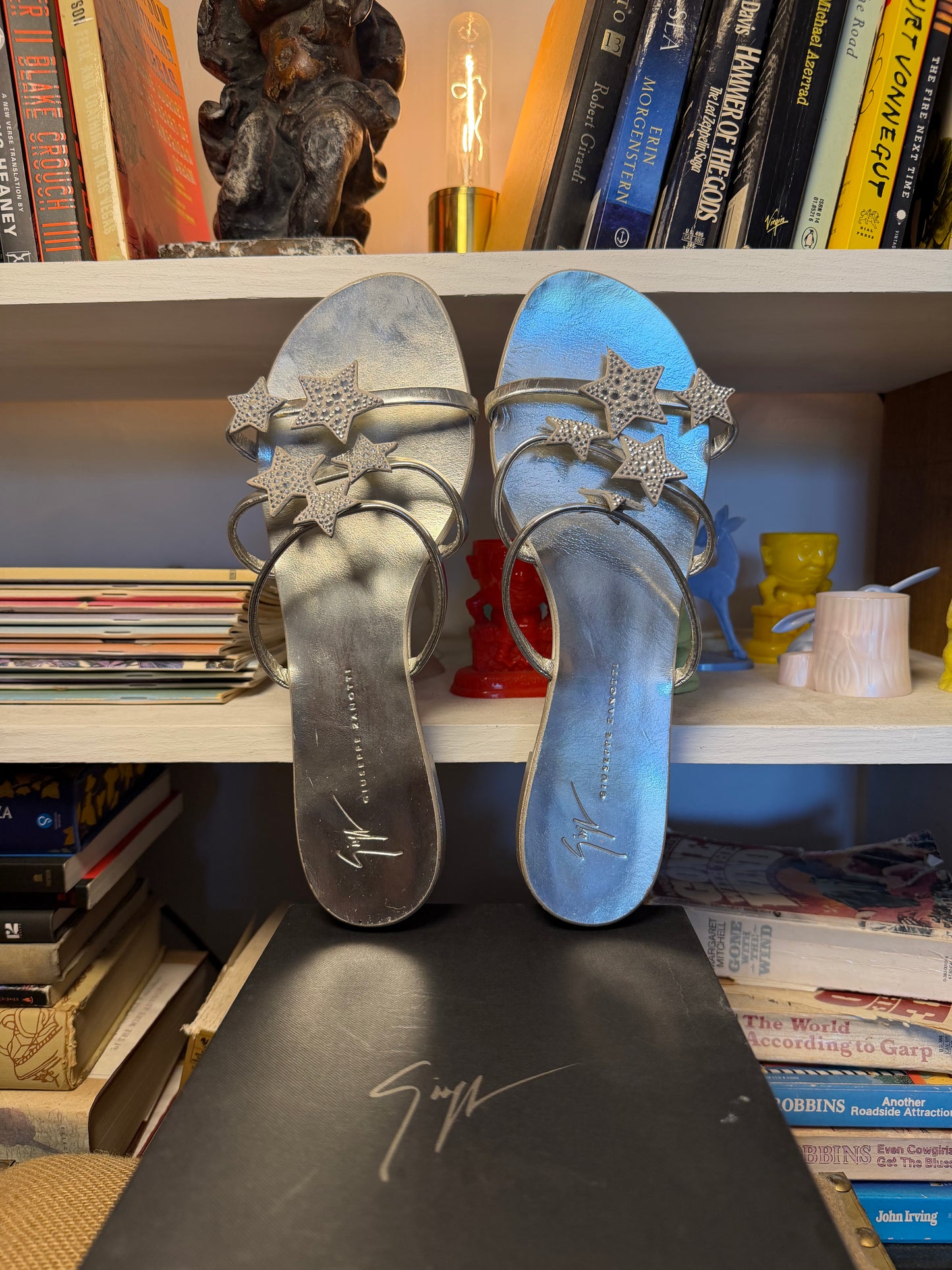 Giuseppe Zanotti Crystal Star Flat Sandals — Size 40