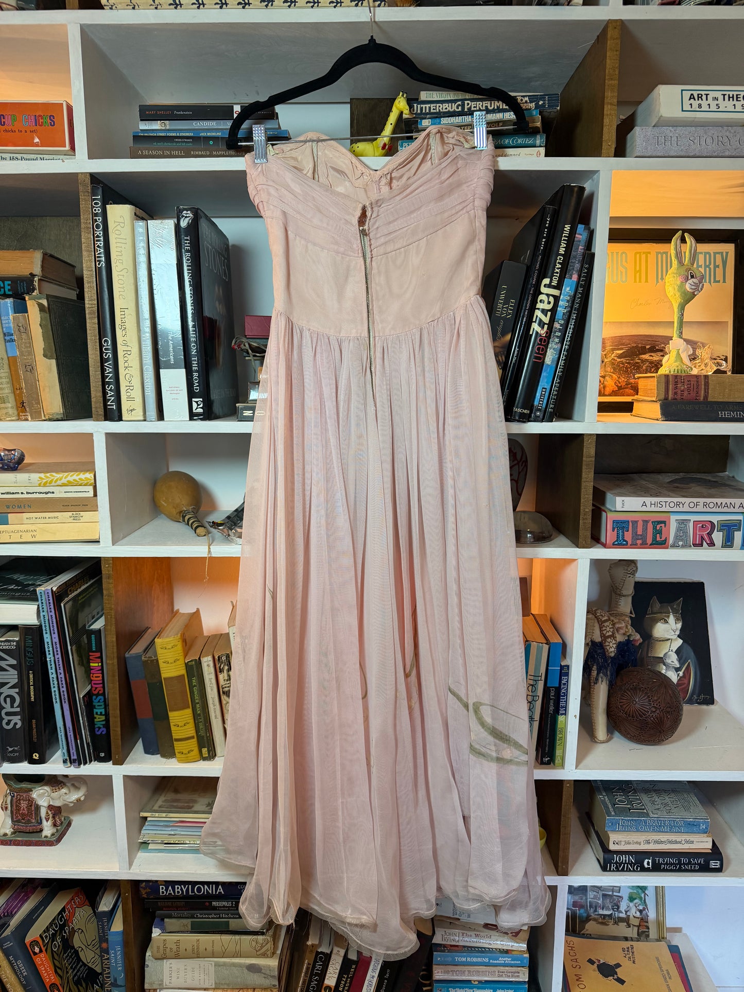 1950s hand painted lily of the valley ball gown