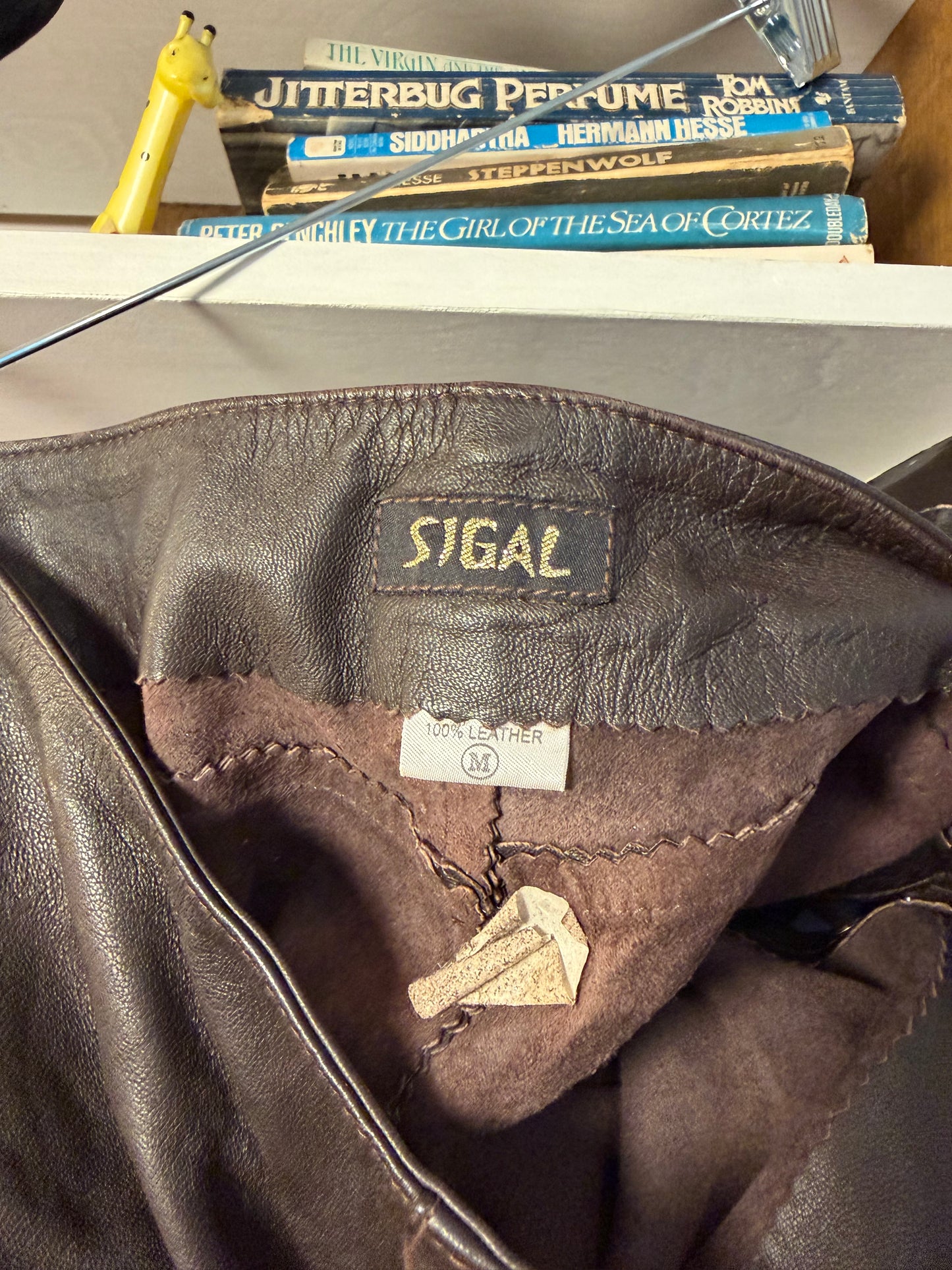 SIGAL Dark Brown Leather Lace-Up Pants Vintage