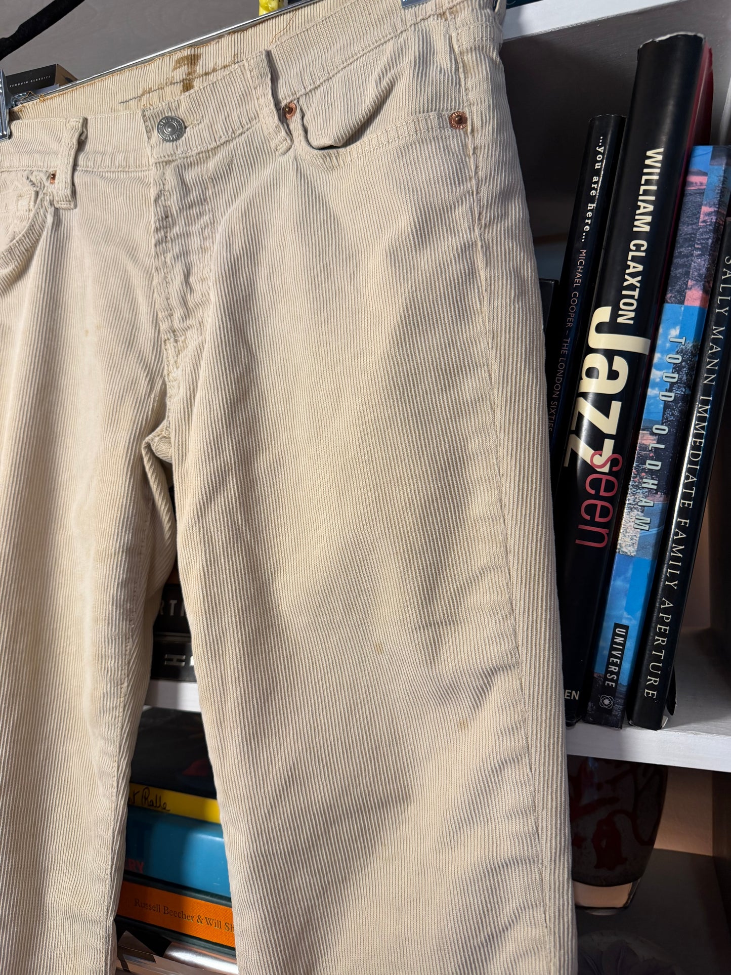 7 For All Mankind Cream Corduroy Bootcut Pants 29