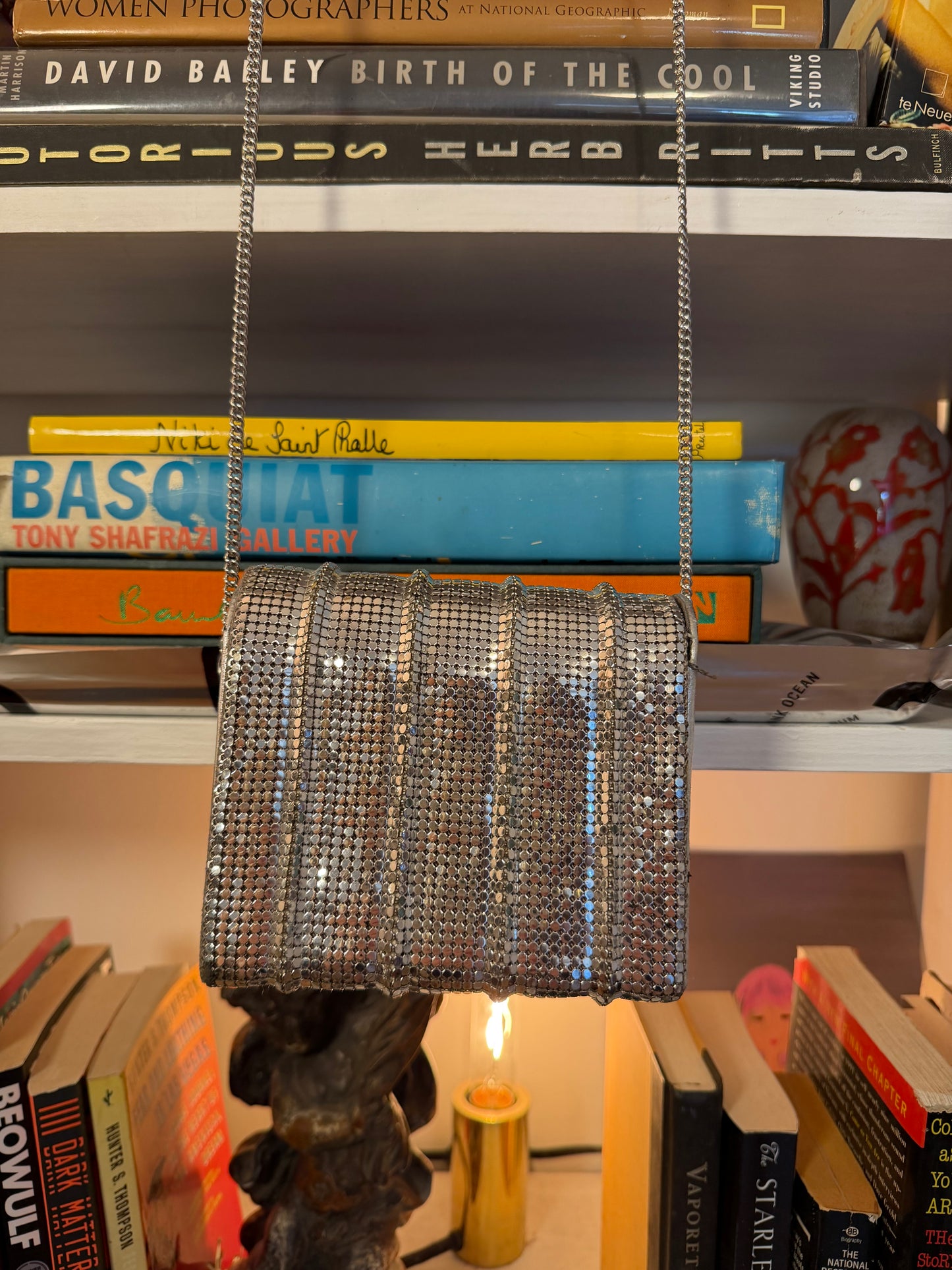 Vintage Whiting & Davis gunmetal mesh evening bag