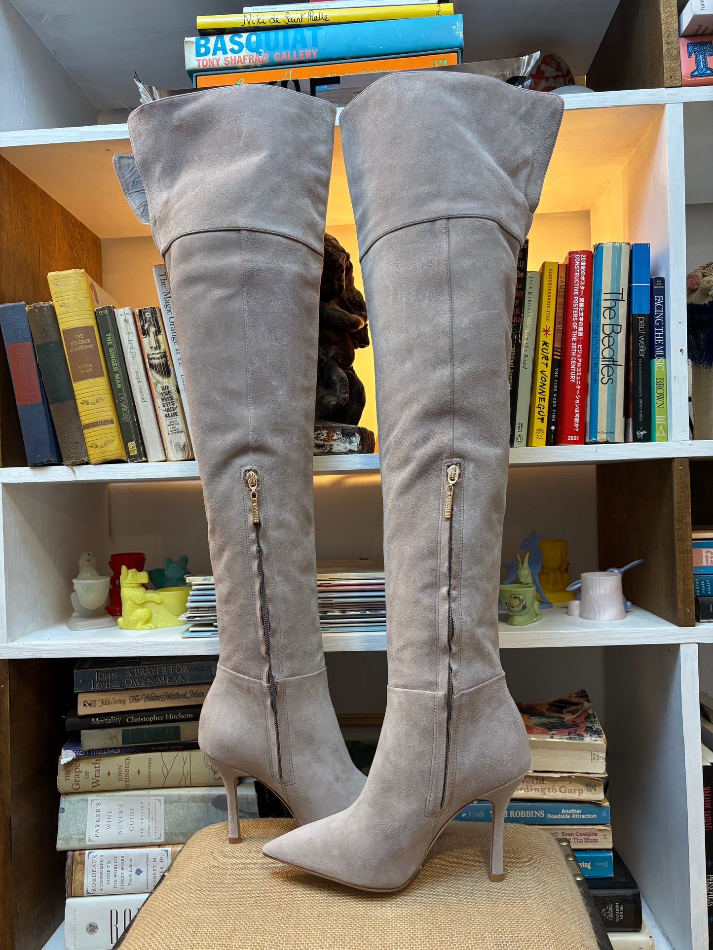 Larroude Grey Suede Over The Knee Boots 6
