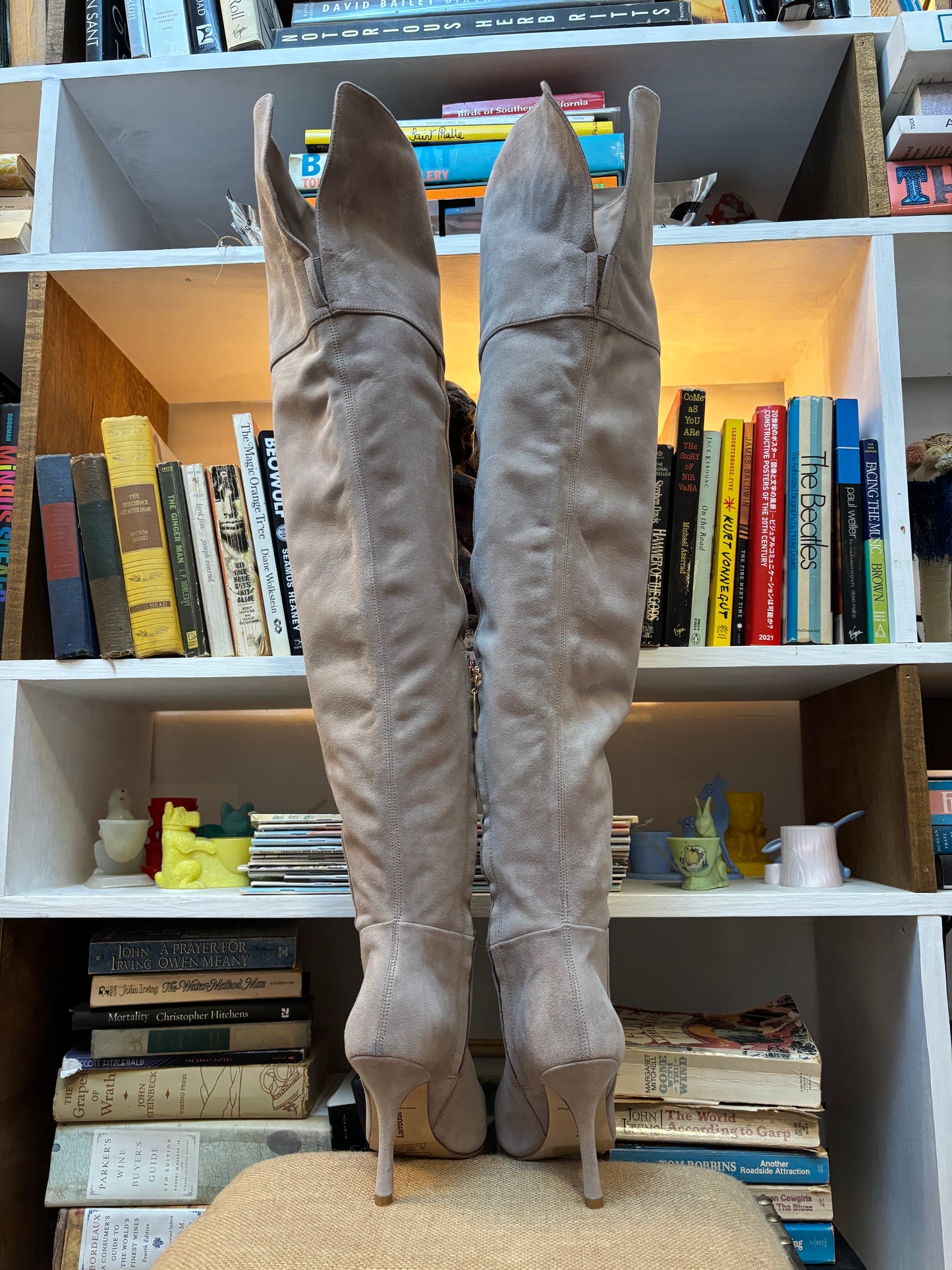 Larroude Grey Suede Over The Knee Boots 6