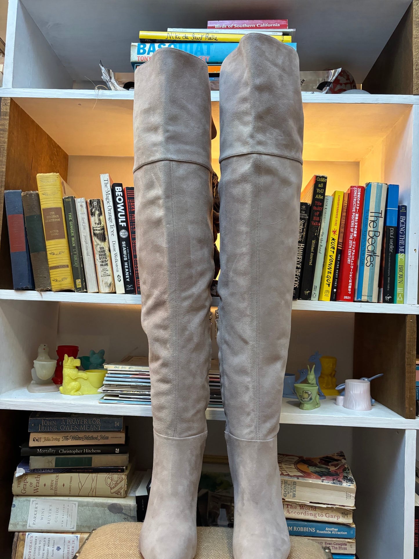Larroude Grey Suede Over The Knee Boots 6