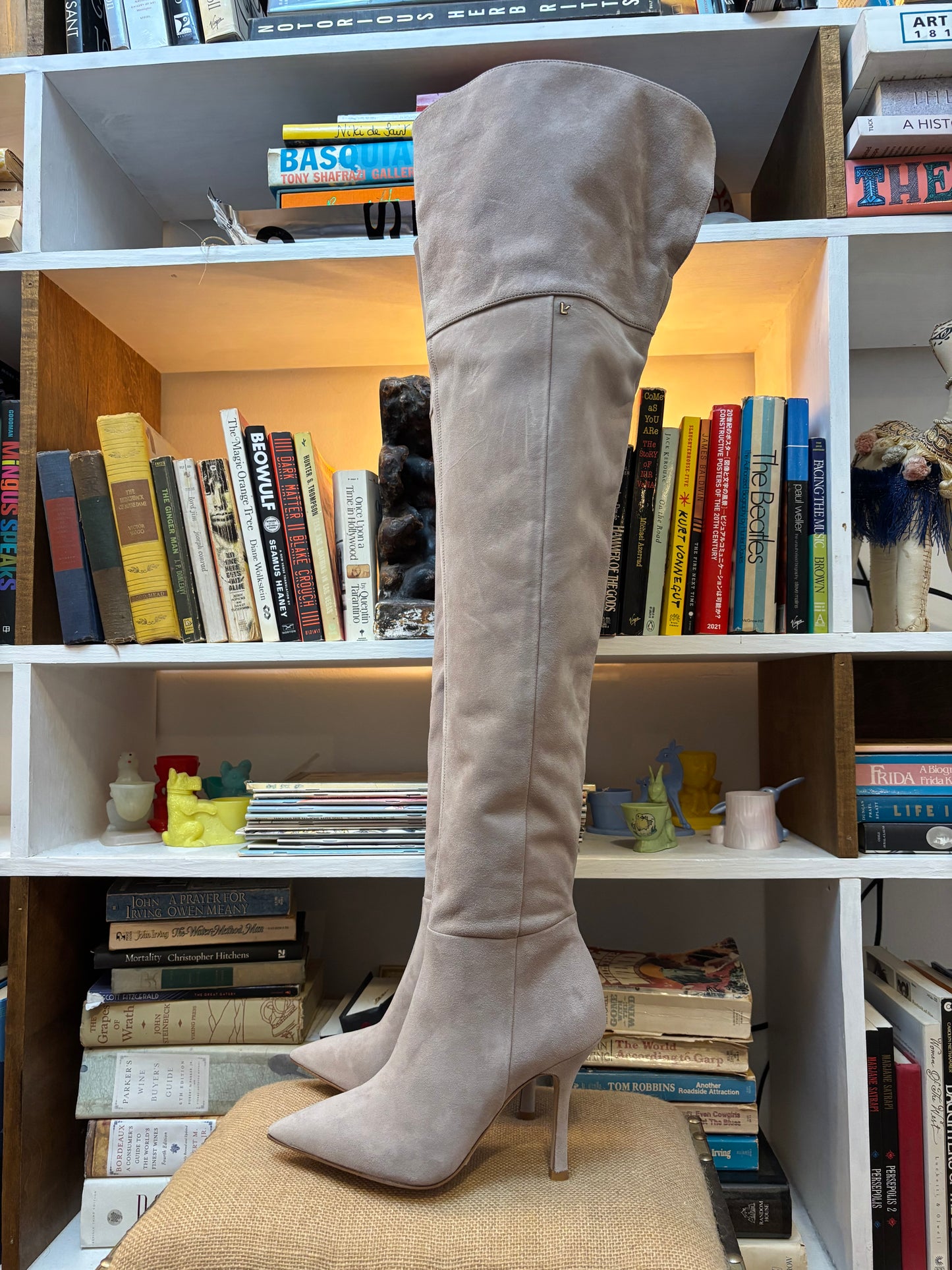 Larroude Grey Suede Over The Knee Boots 6