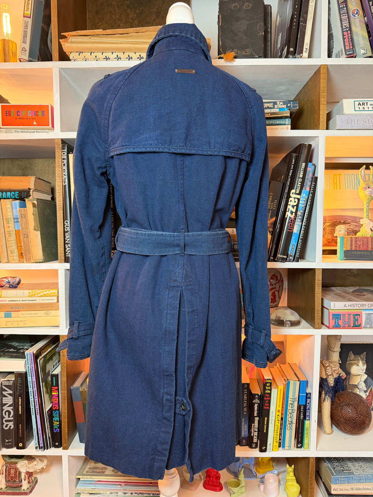 Armani Exchange Belted Navy Denim Trench Coat
