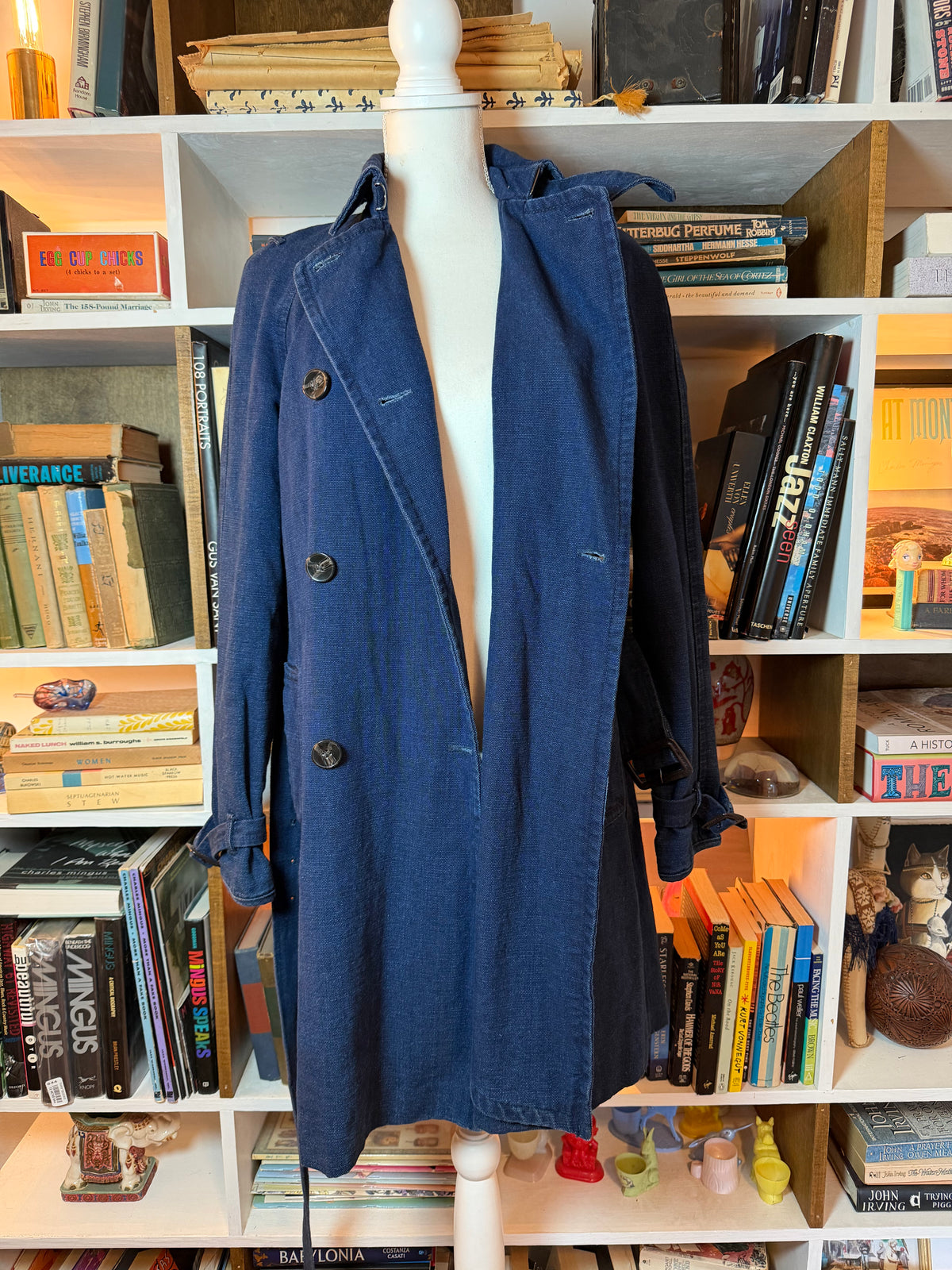 Armani Exchange Belted Navy Denim Trench Coat
