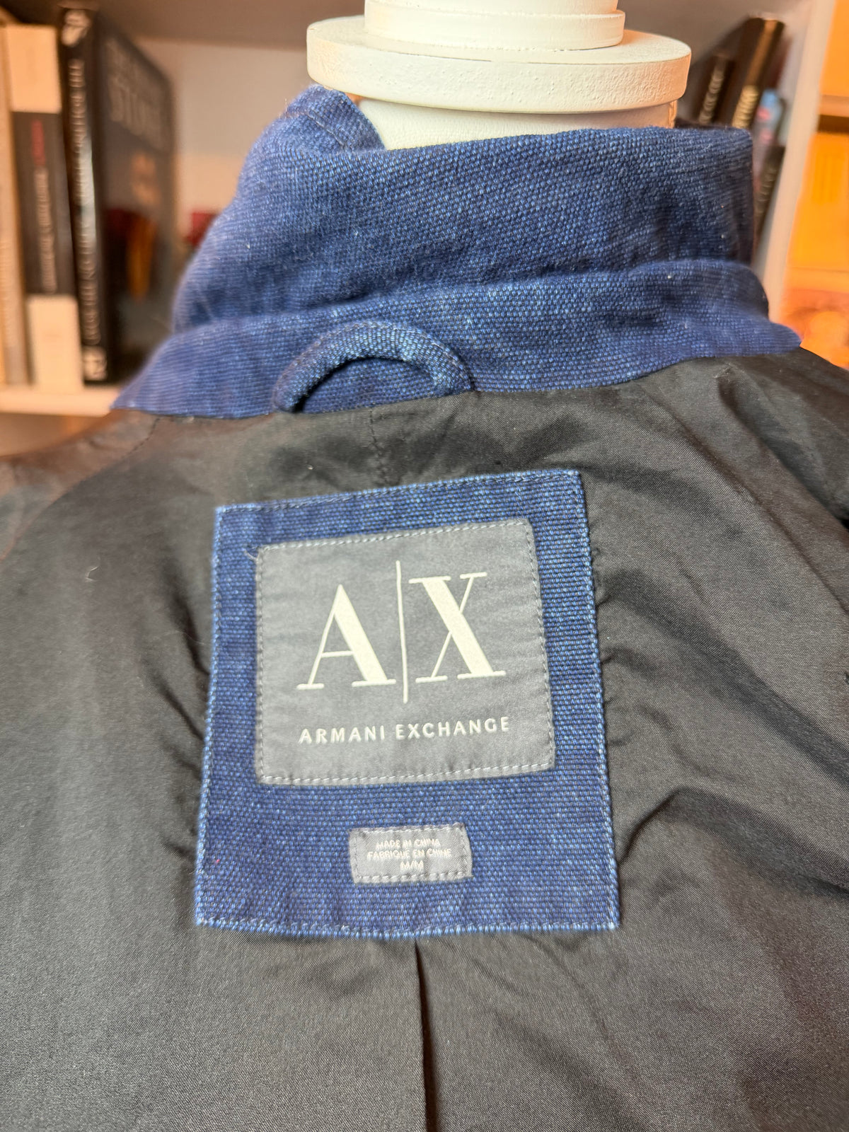 Armani Exchange Belted Navy Denim Trench Coat