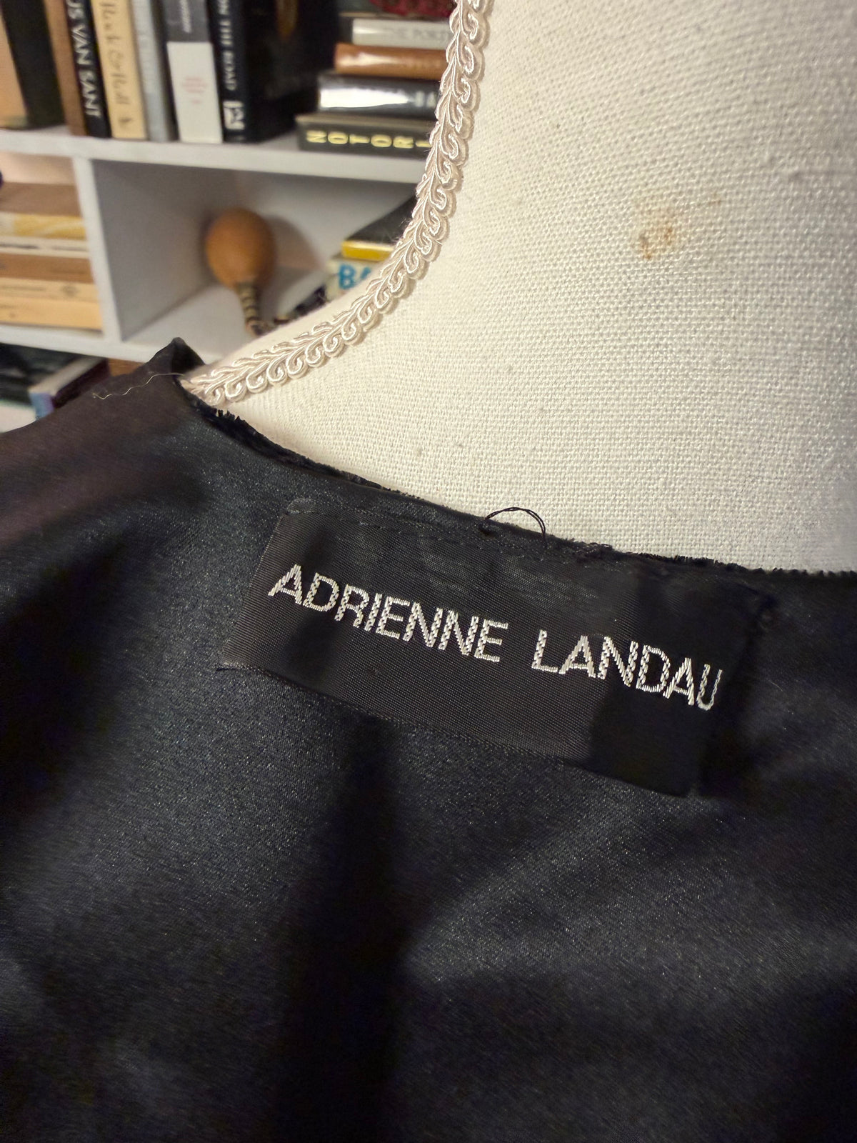 Adrienne Landau Black Velvet Beaded Lace Evening Cape