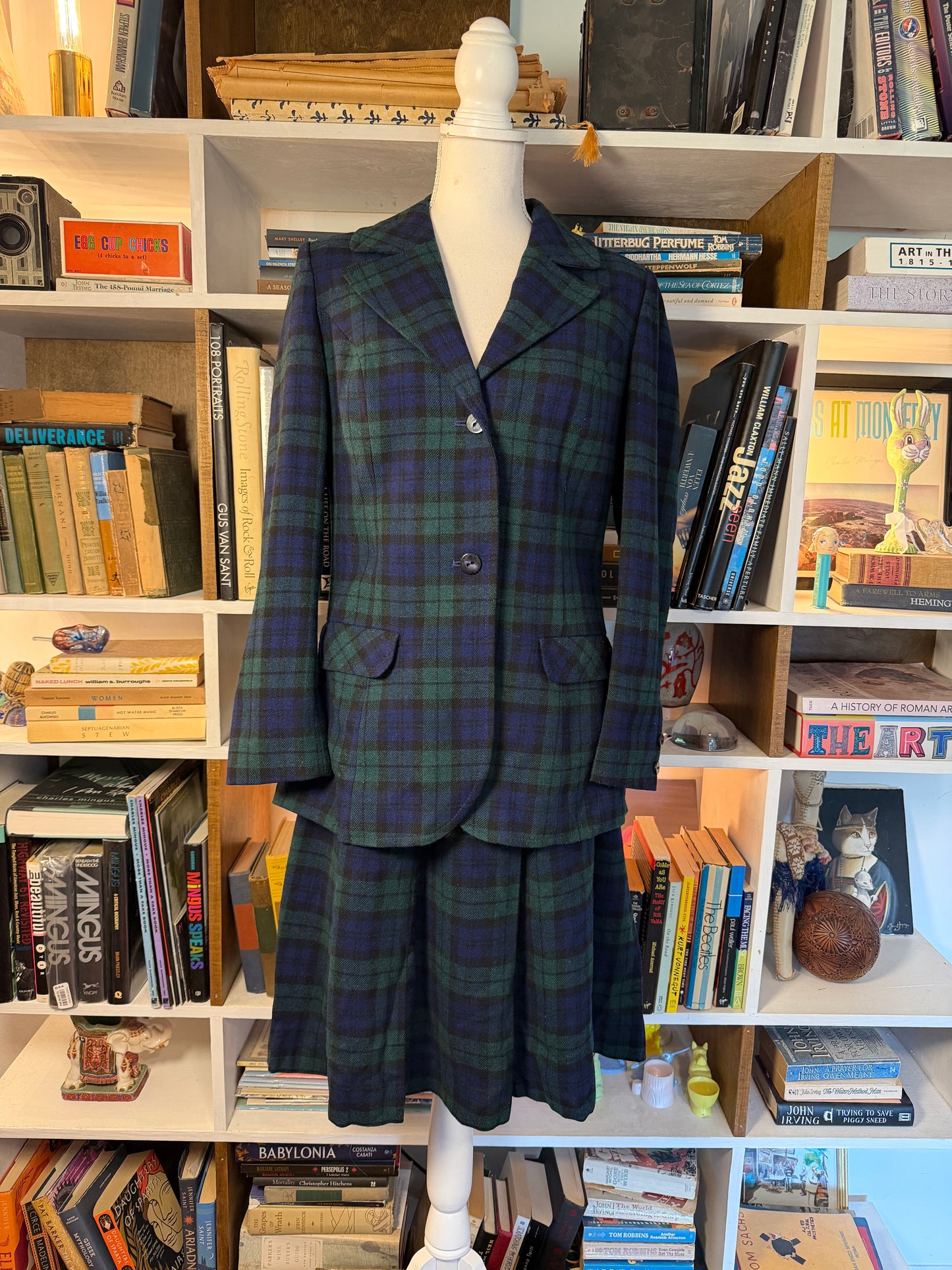 1970s Pendleton Black Watch Plaid Wool Skirt Suit
