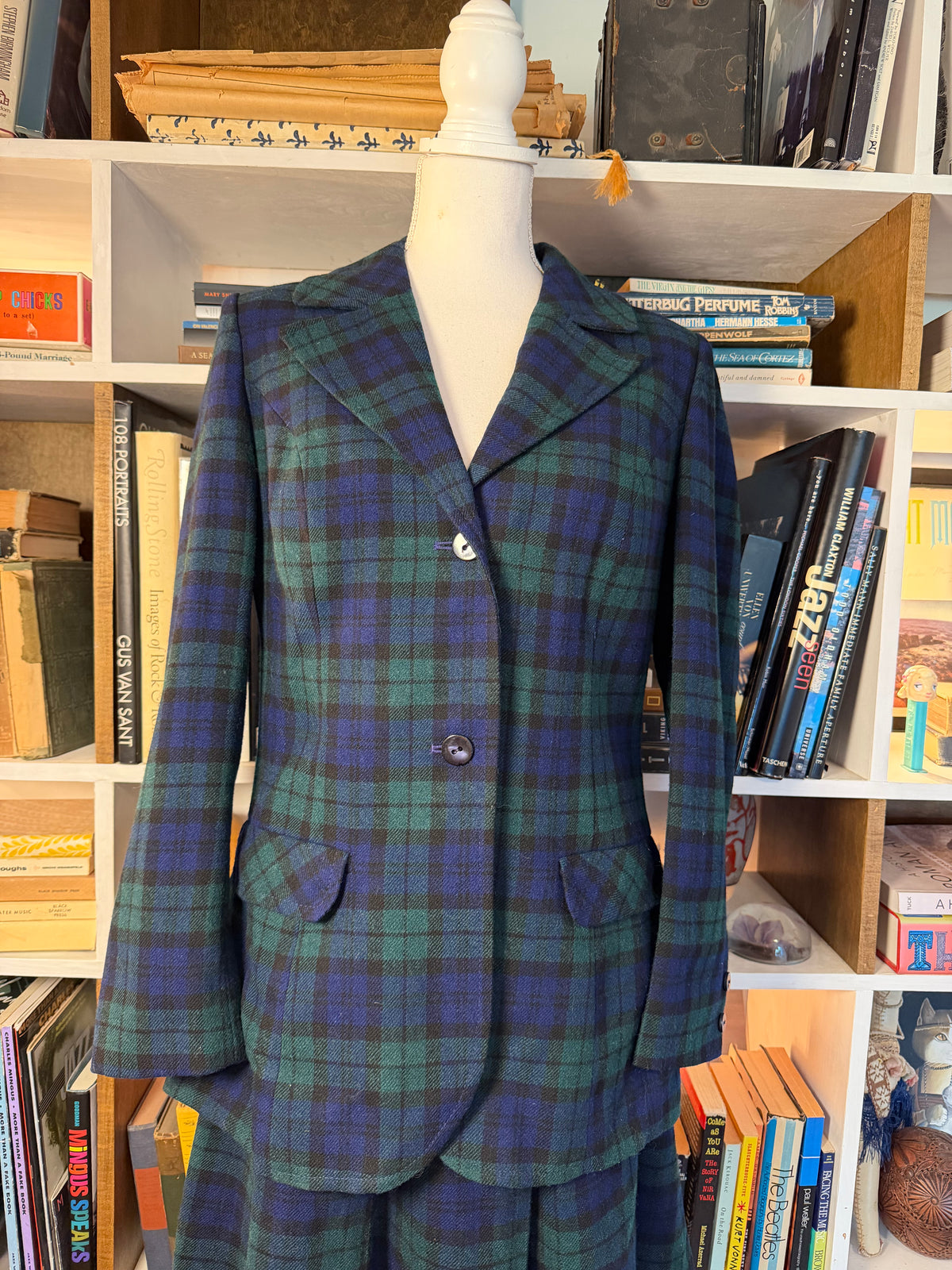 1970s Pendleton Black Watch Plaid Wool Skirt Suit