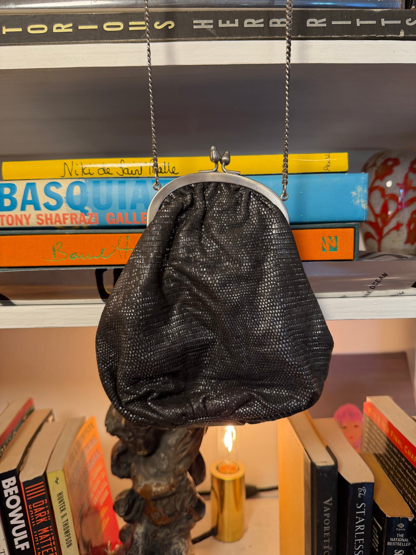 1970s VST Lizard-Embossed Leather Evening Bag