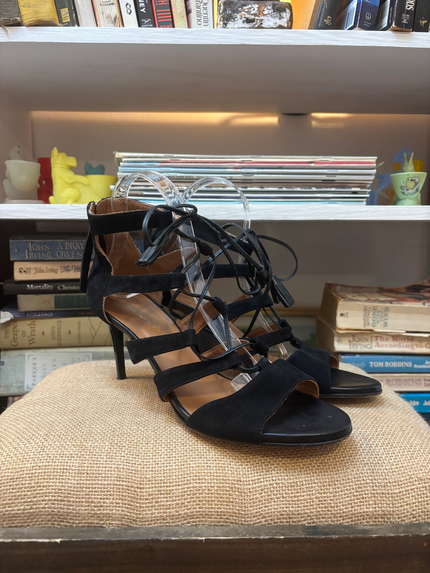 Marc Cain Lace Up Suede Tassel Heels 40