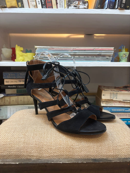 Marc Cain Lace Up Suede Tassel Heels 40