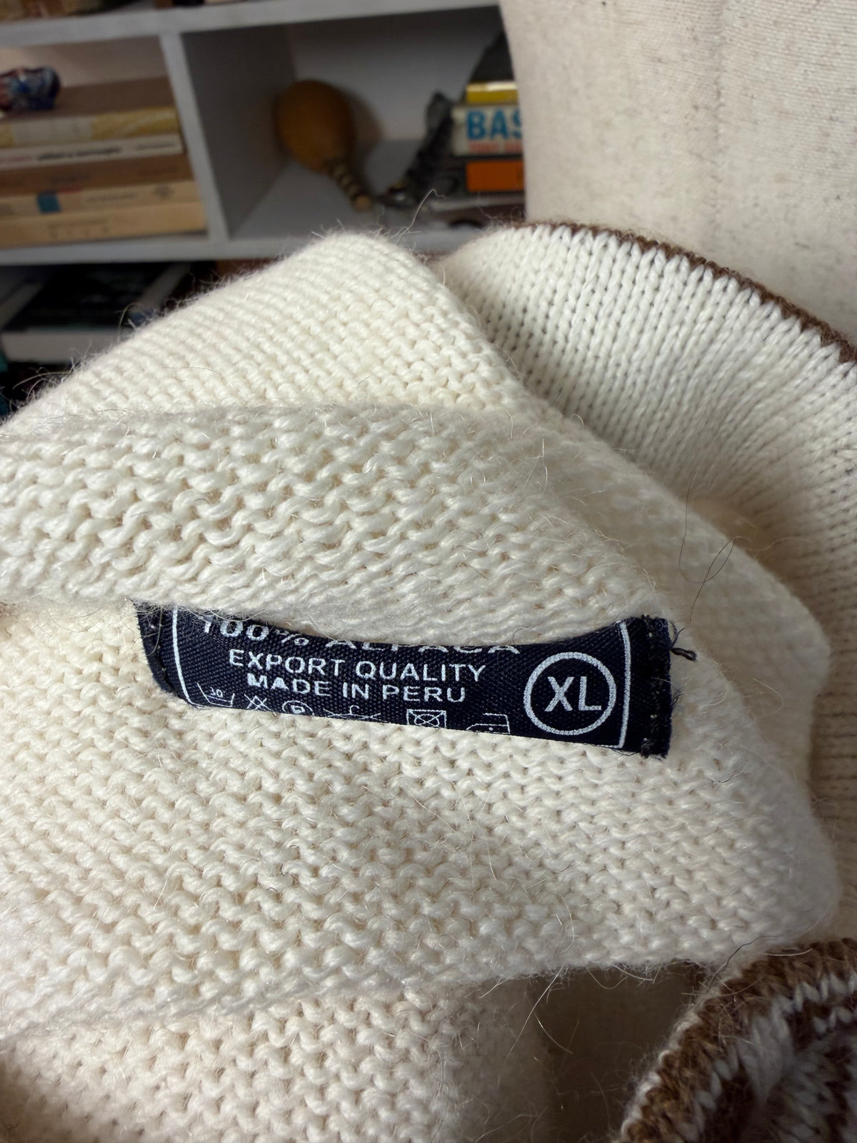Alpaca Lace-Up Hooded Sweater — Peru XL