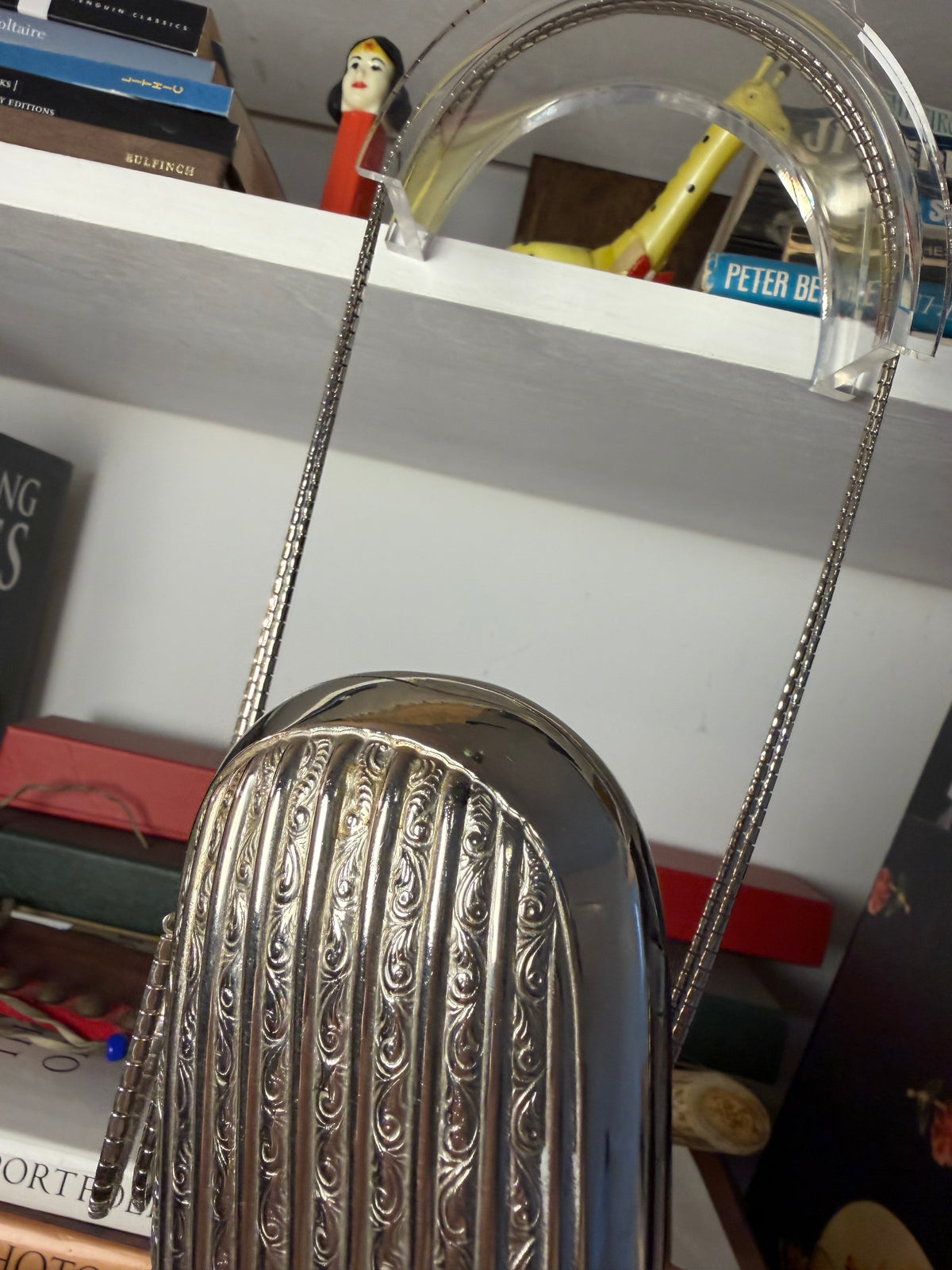 Judith Leiber Vintage Silver Filigree Minaudière Clutch