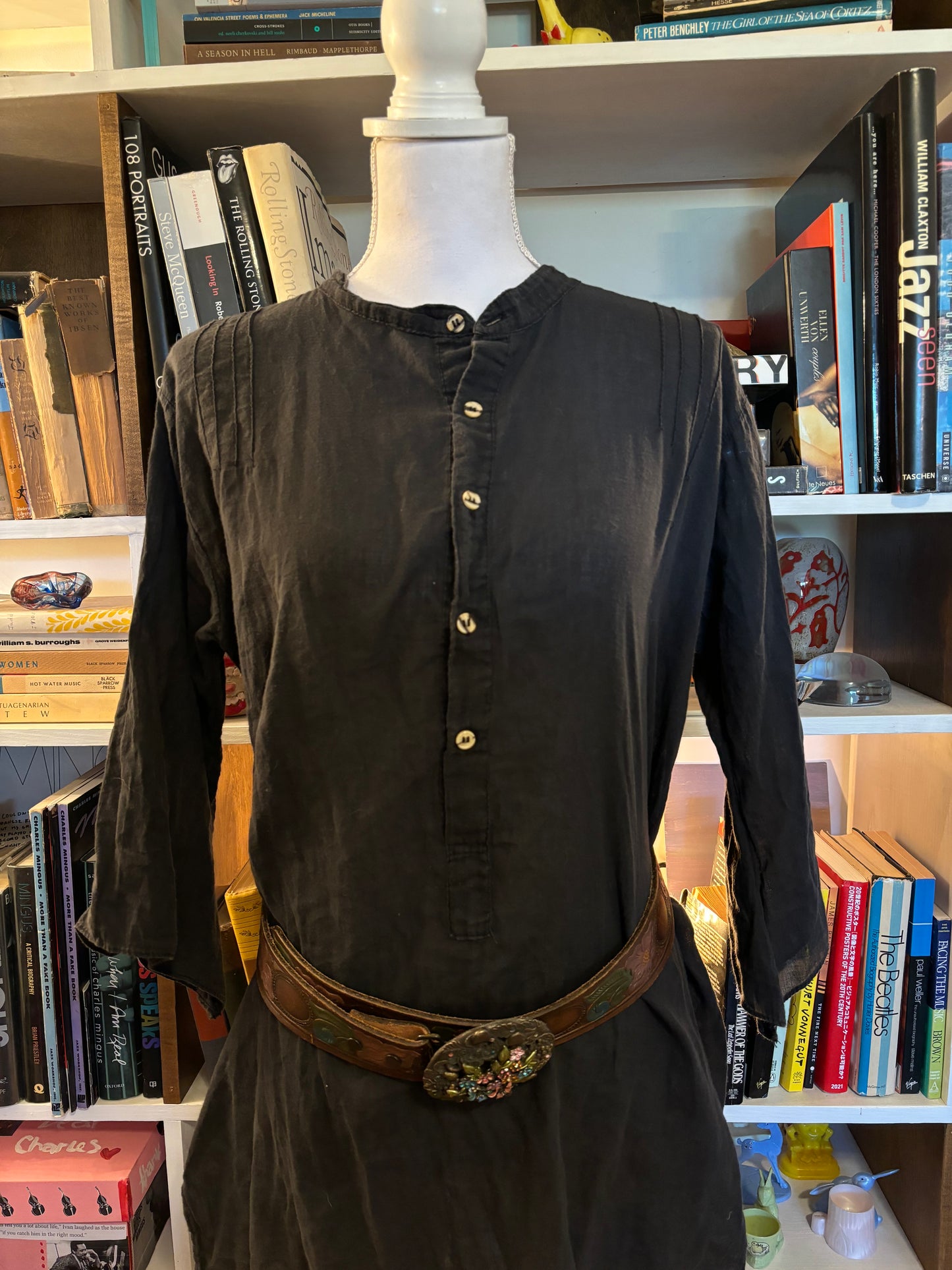 Black Linen Tunic Dress