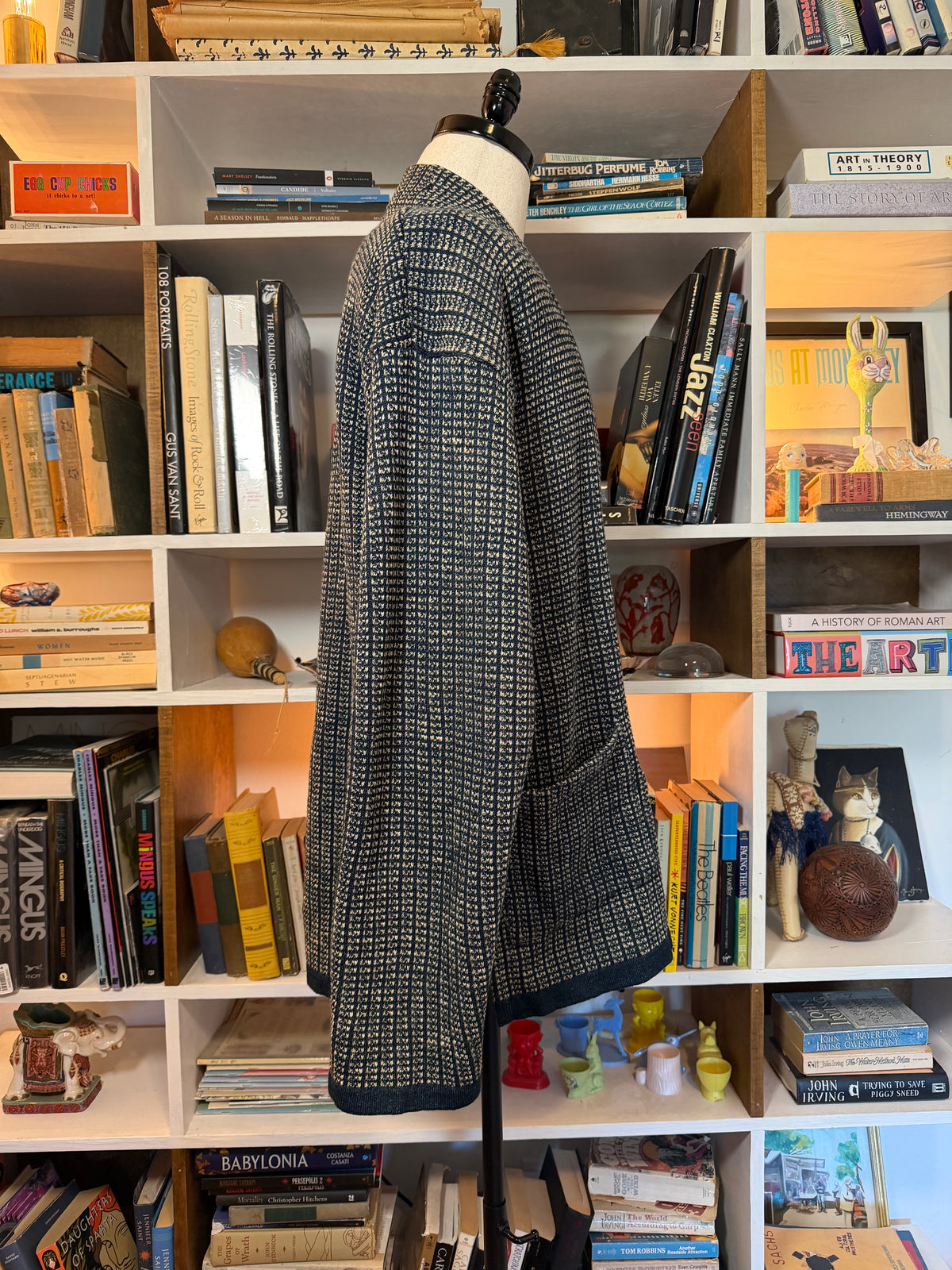 45R 45rpm Indigo Textured Knit Tie-Front Cardigan