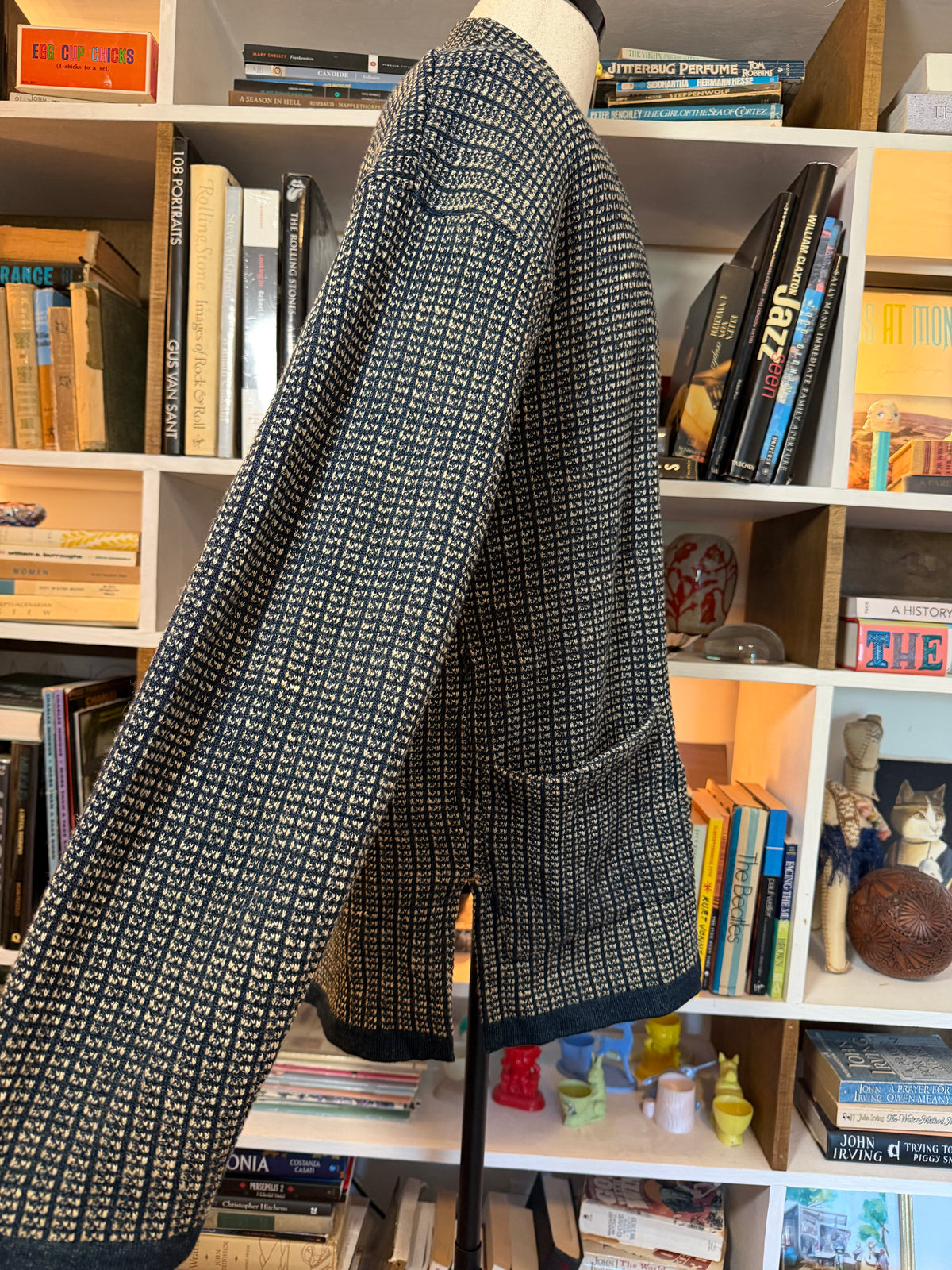 45R 45rpm Indigo Textured Knit Tie-Front Cardigan