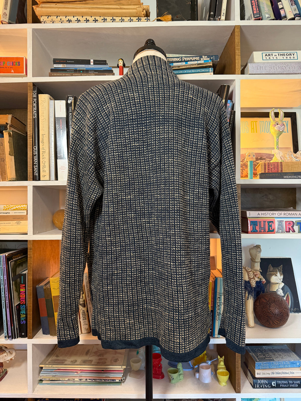 45R 45rpm Indigo Textured Knit Tie-Front Cardigan