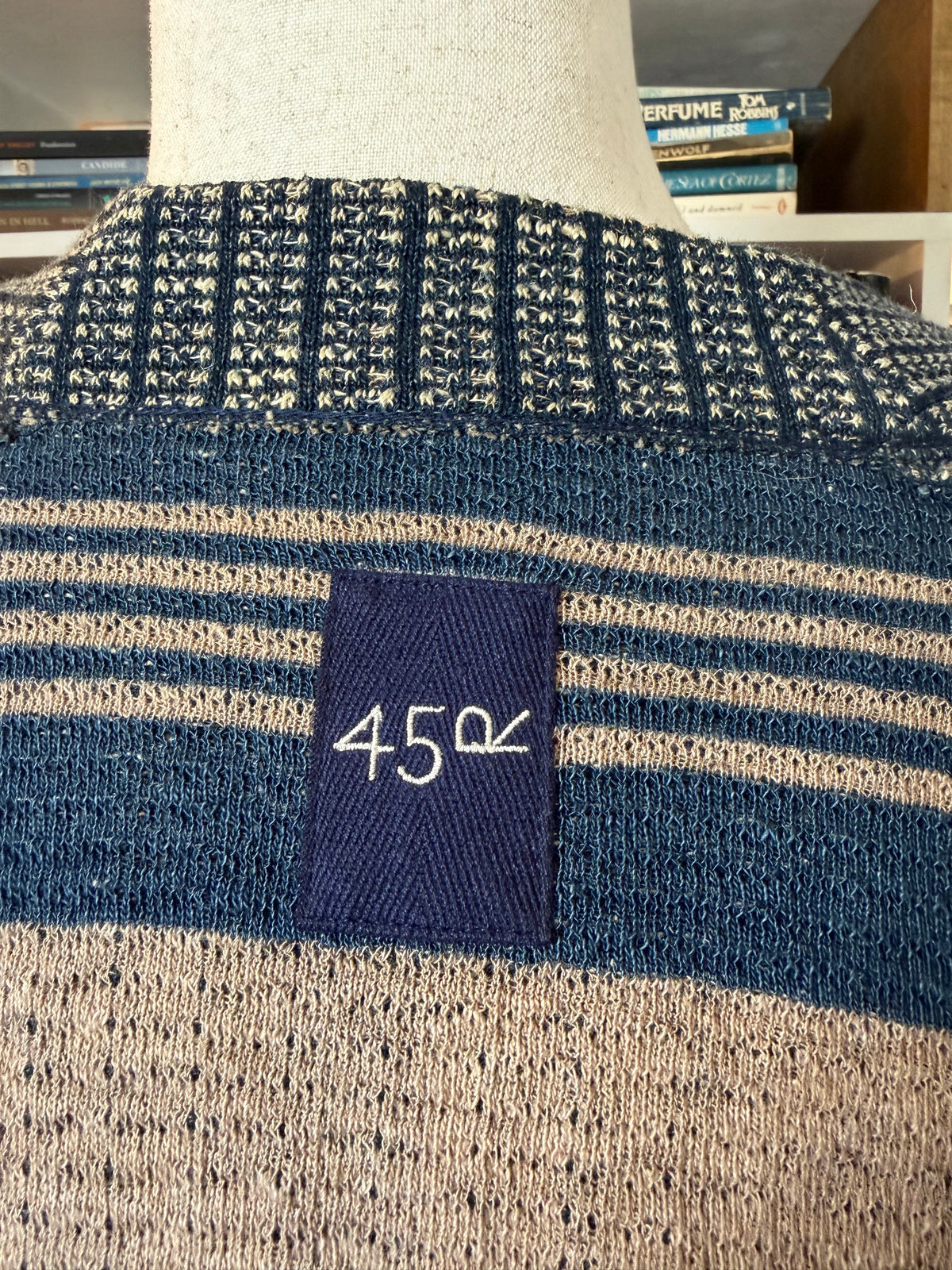 45R 45rpm Indigo Textured Knit Tie-Front Cardigan