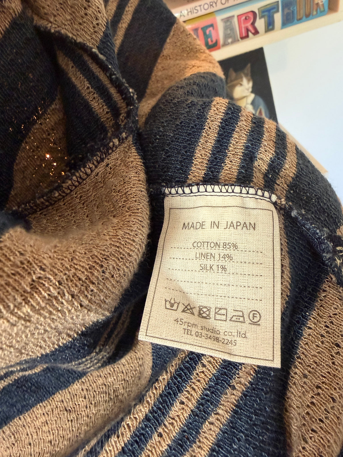 45R 45rpm Indigo Textured Knit Tie-Front Cardigan