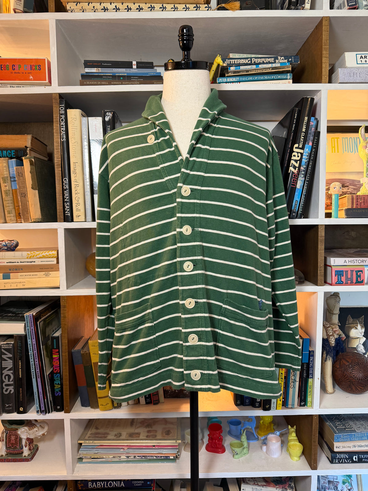 45R (45rpm) Green Striped Shawl