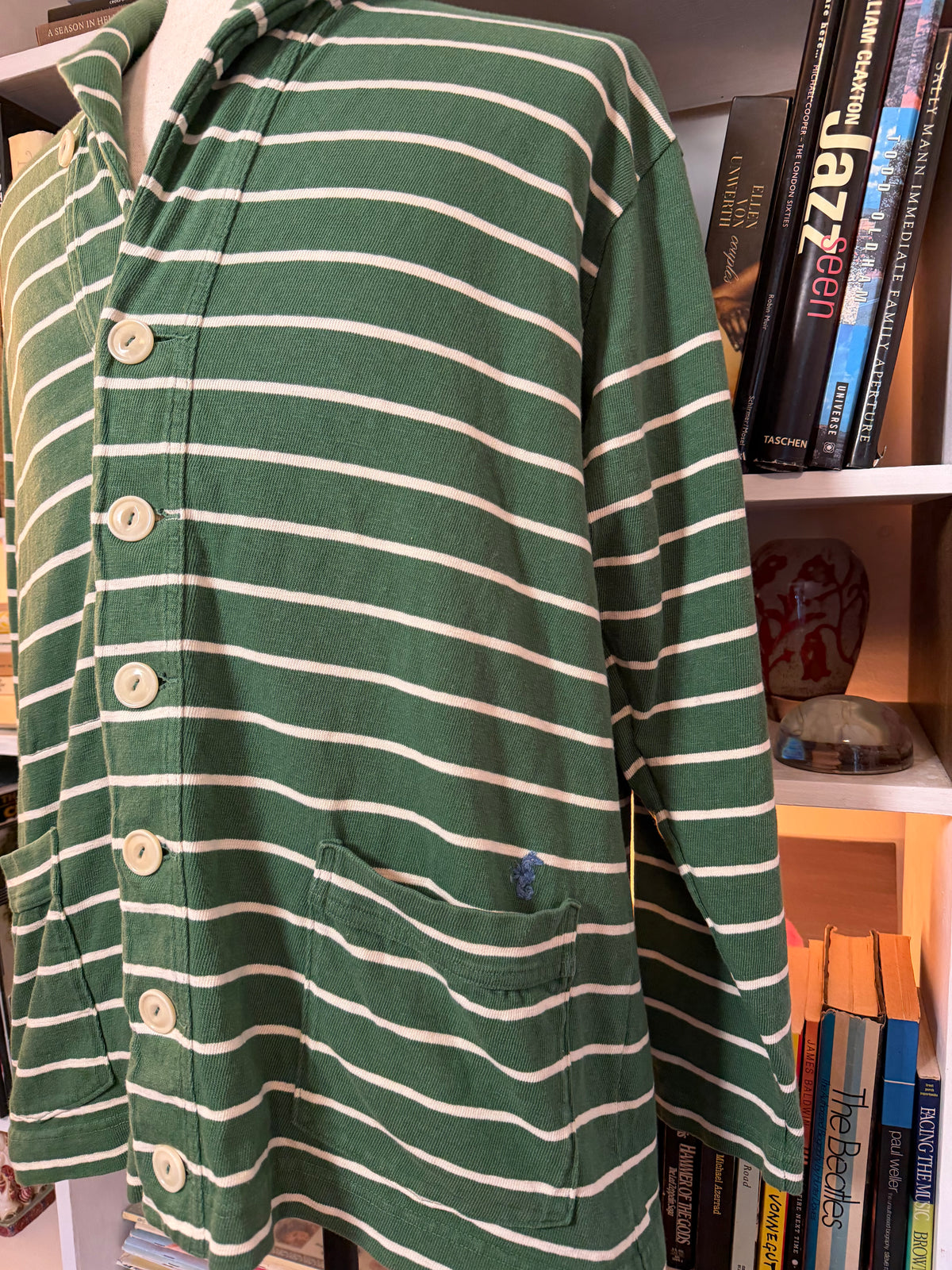 45R (45rpm) Green Striped Shawl