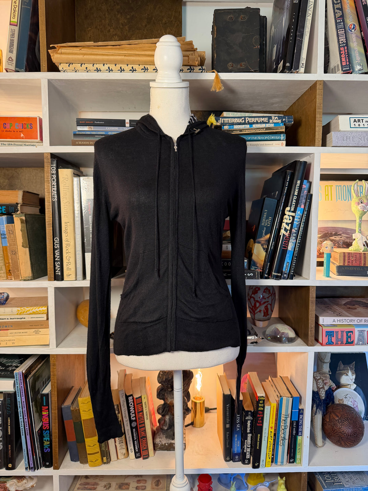 Knitwit Soybean-Cashmere Zip Hoodie with Zebra Print Hood