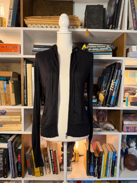 Knitwit Soybean-Cashmere Zip Hoodie with Zebra Print Hood